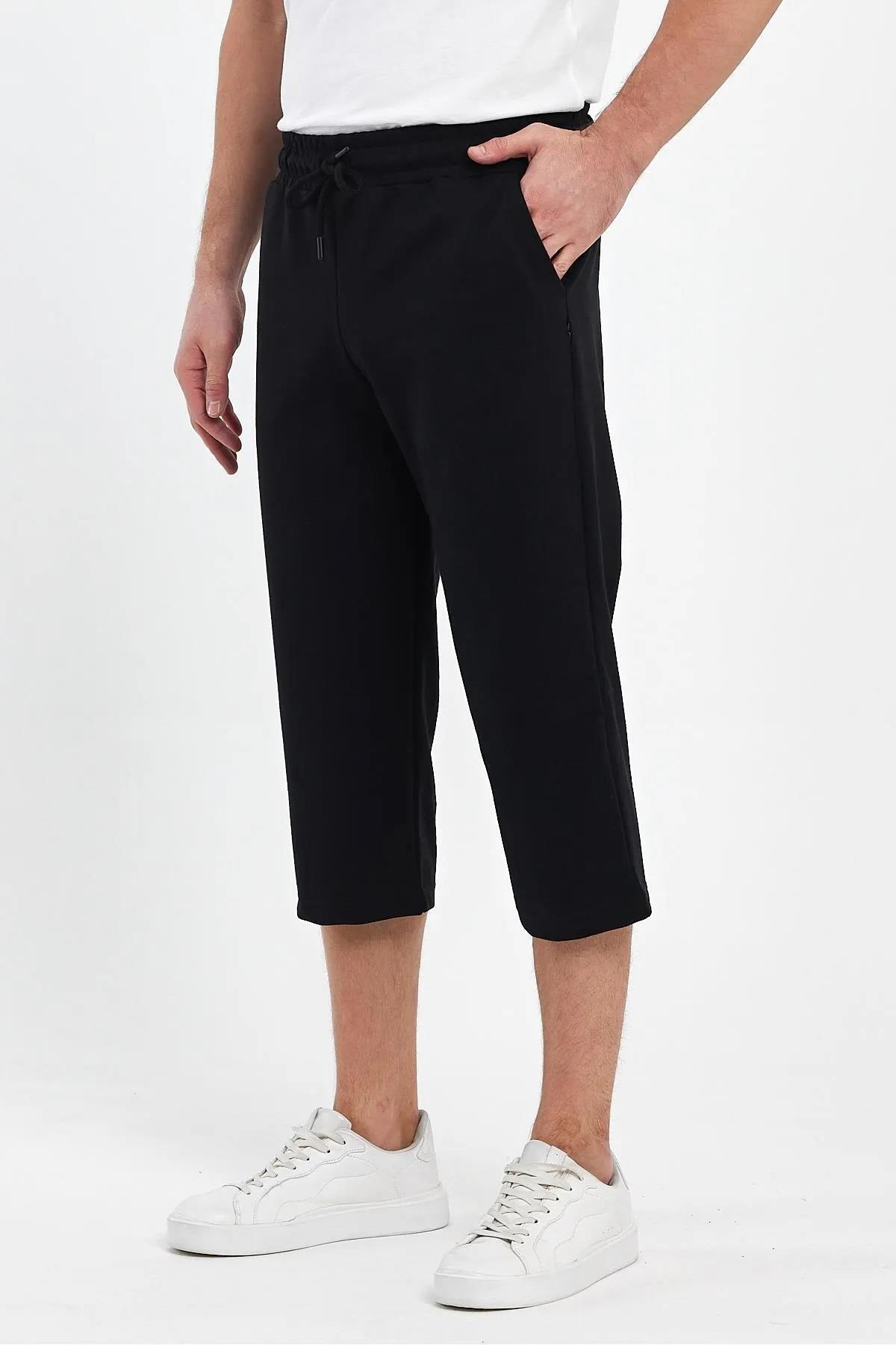 92406 Dewberry Adjustable Elastic Waist Mens Capri-SİYAH