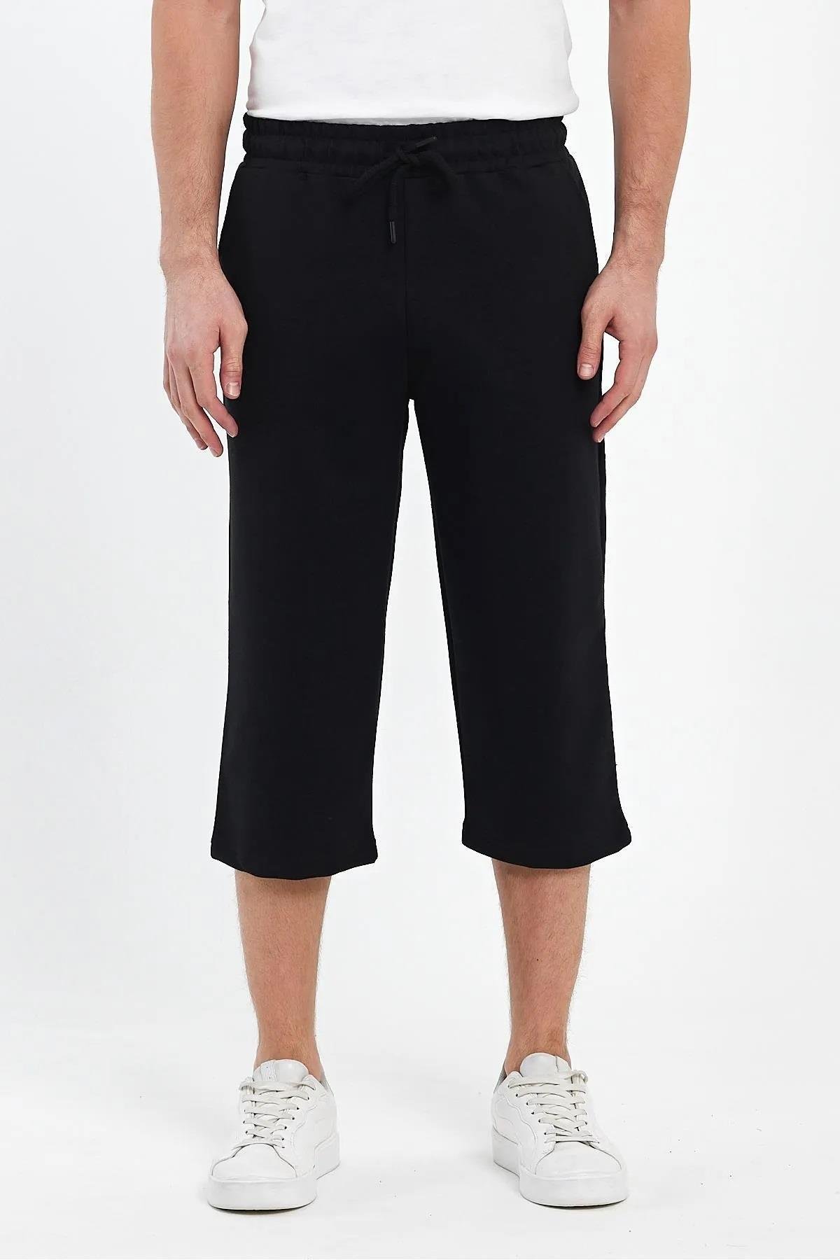 92406 Dewberry Adjustable Elastic Waist Mens Capri-SİYAH