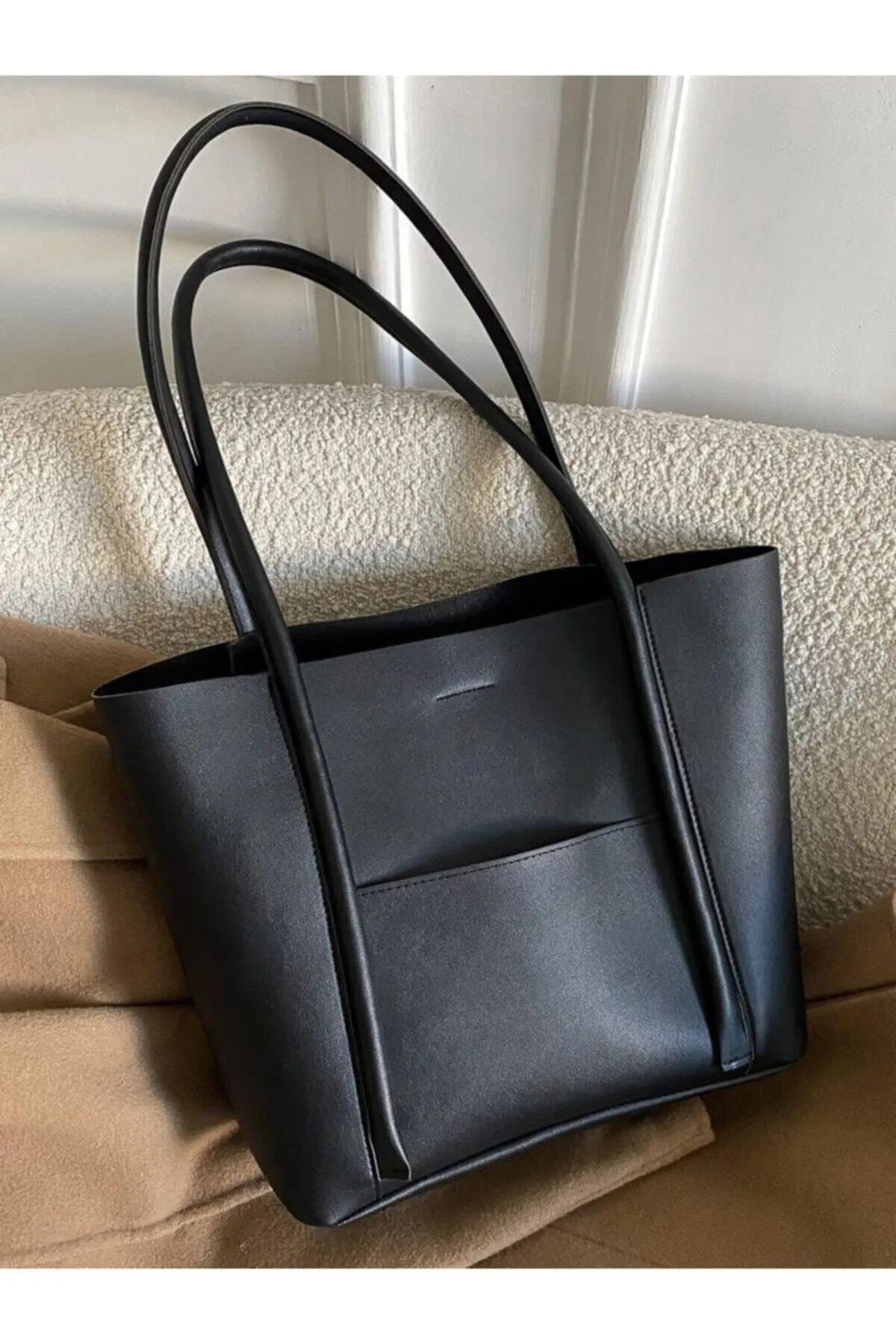 97735 Dewberry Classic Womens Shoulder Bag with Wallet-SİYAH
