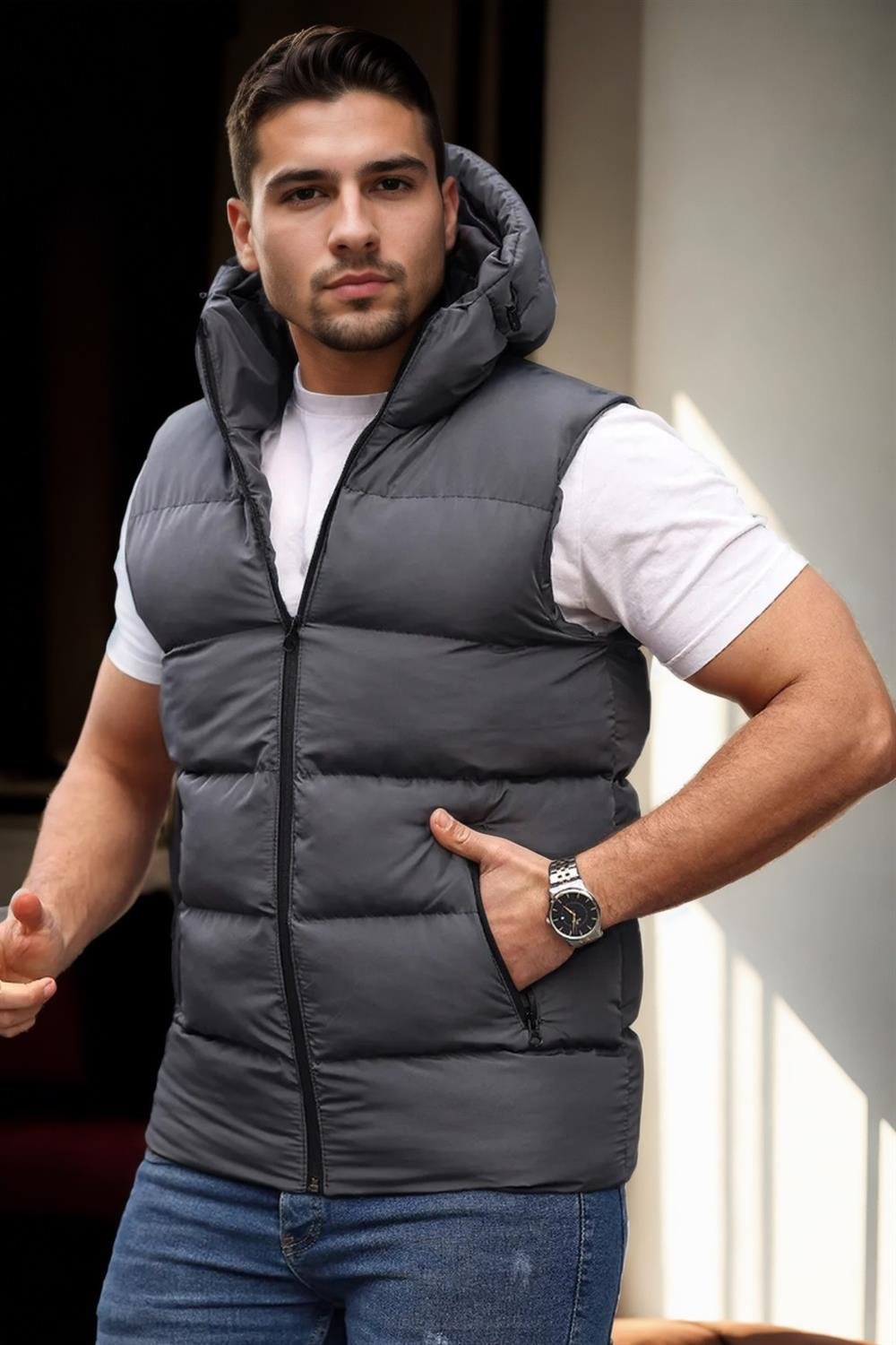 98149 Dewberry Hooded Mens Vest-ANTRASİT