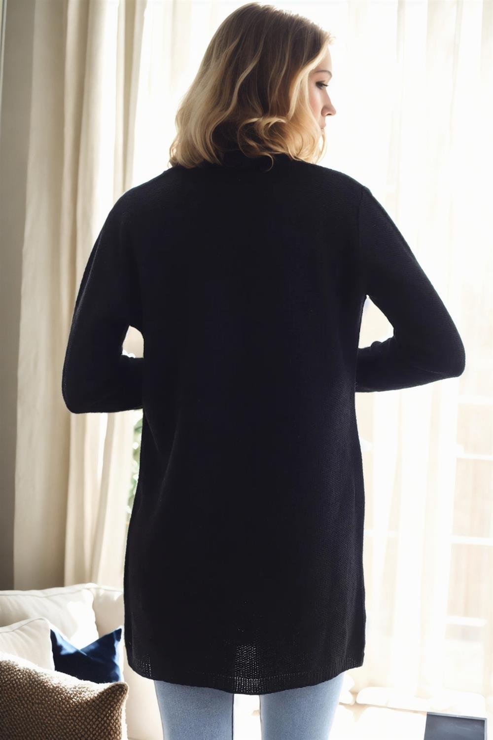 99224 Dewberry 
Kangaroo Pocket Knitwear Cardigan-SİYAH