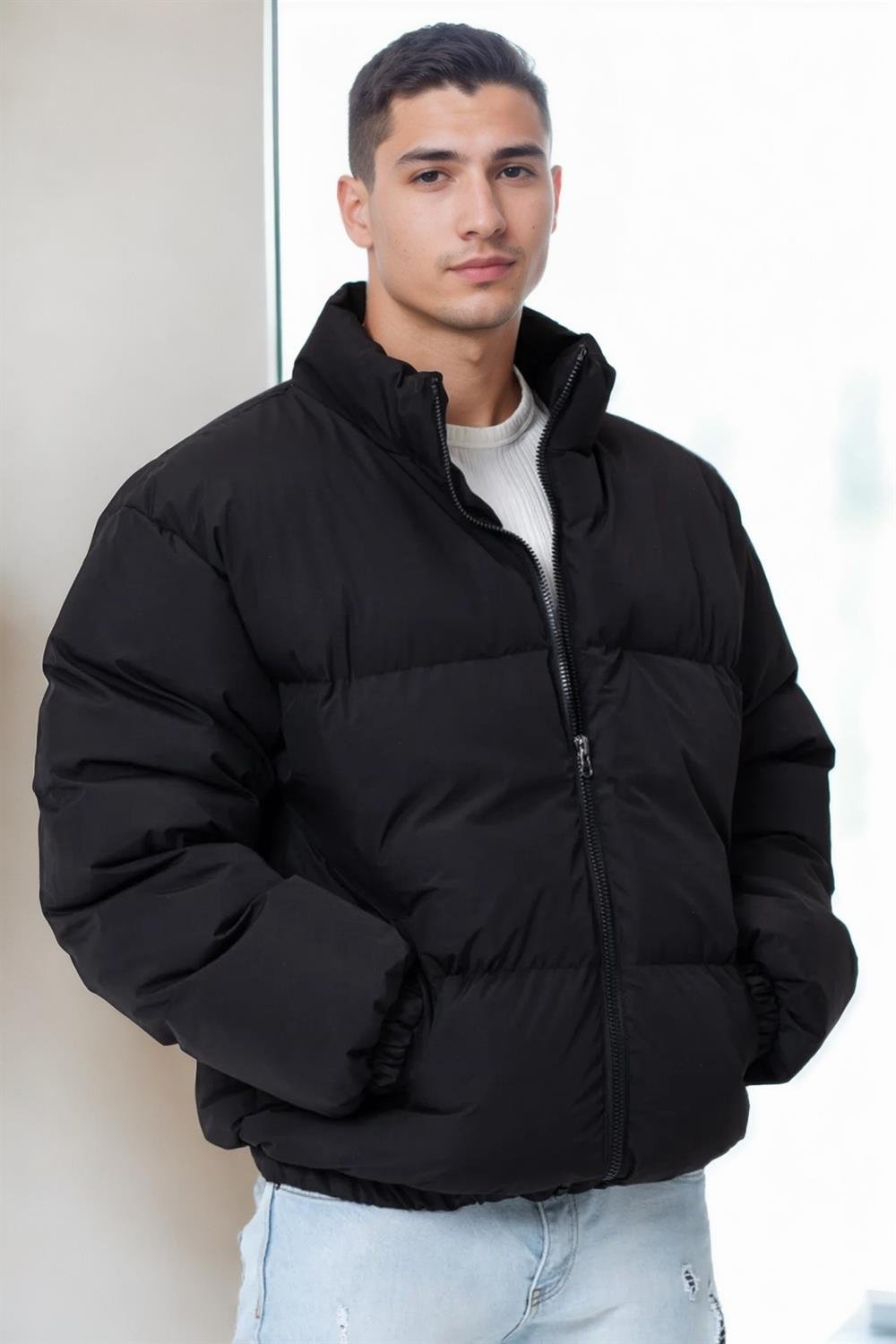 99887 Dewberry Oversize Mens Padding Jacket-SİYAH