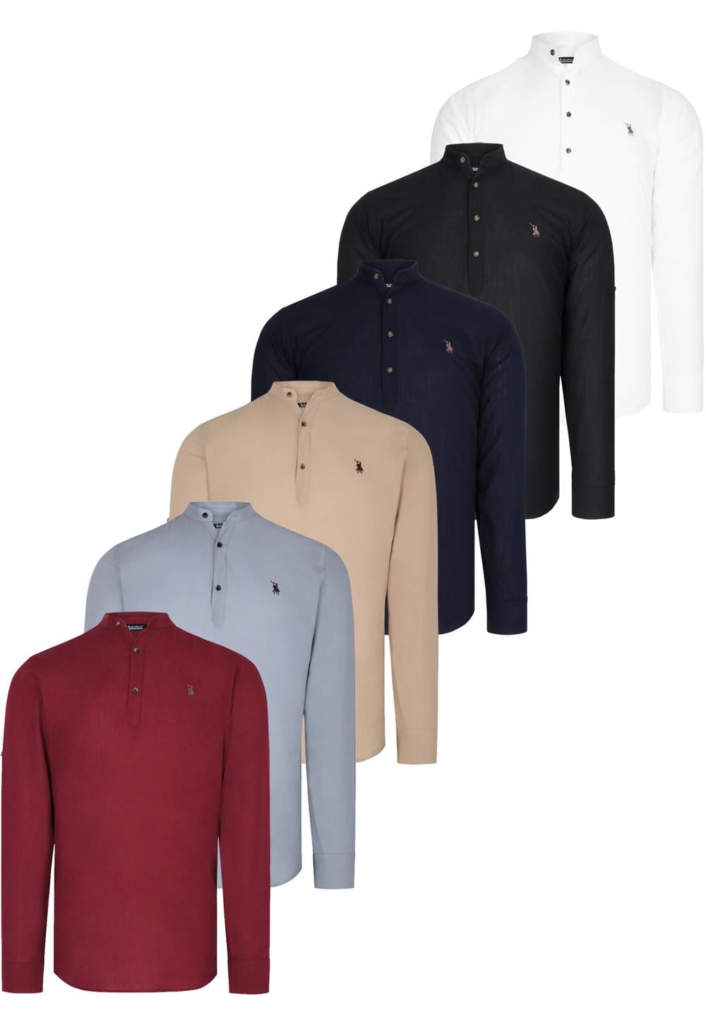 ALTILI SET G783 DEWBERRY HAKİM YAKA GÖMLEK-SİYAH-BEYAZ-LACİVERT-GRİ-BEJ-BORDO
