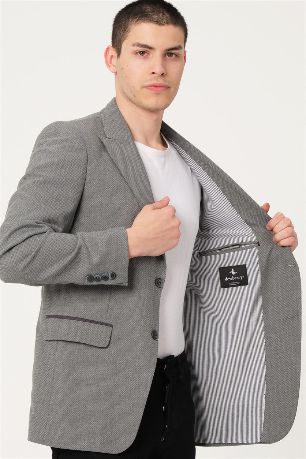 C9058 DEWBERRY ERKEK CEKET-AÇIK GRİ