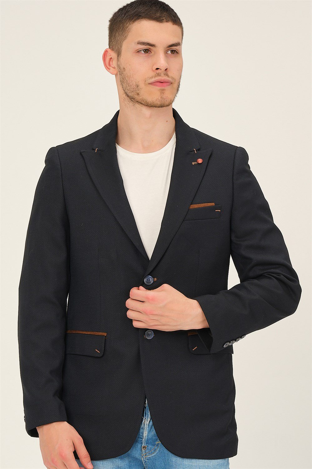 C9058 DEWBERRY ERKEK CEKET-DESENLİ LACİVERT