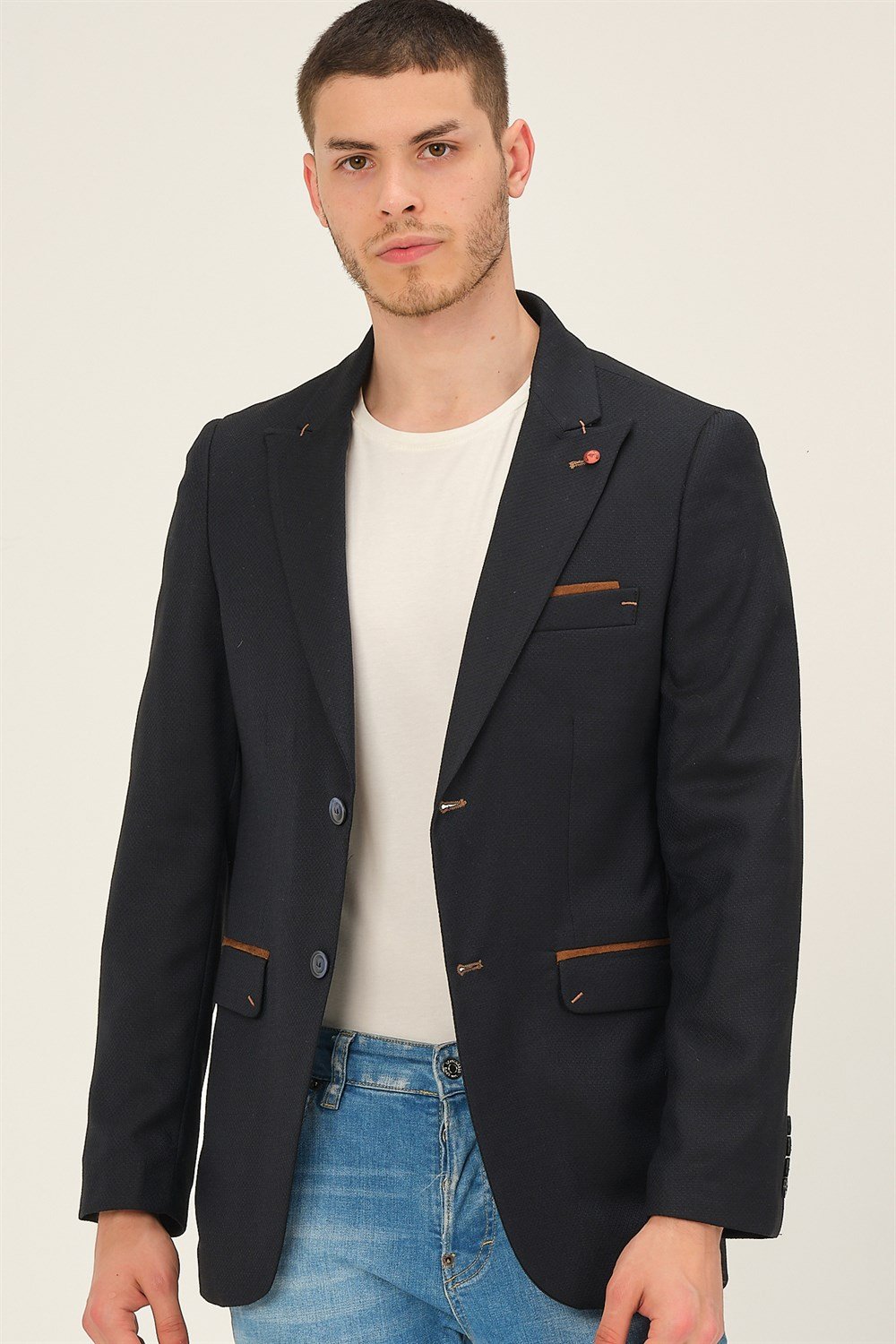 C9058 DEWBERRY ERKEK CEKET-DESENLİ LACİVERT