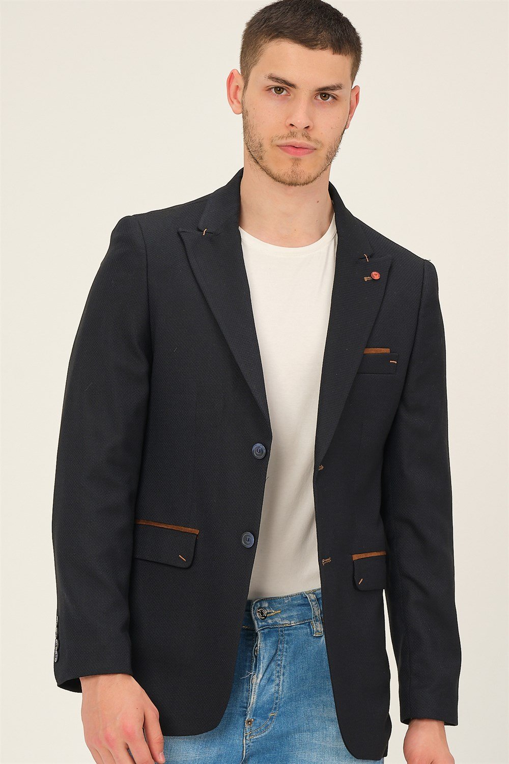 C9058 DEWBERRY ERKEK CEKET-DESENLİ LACİVERT