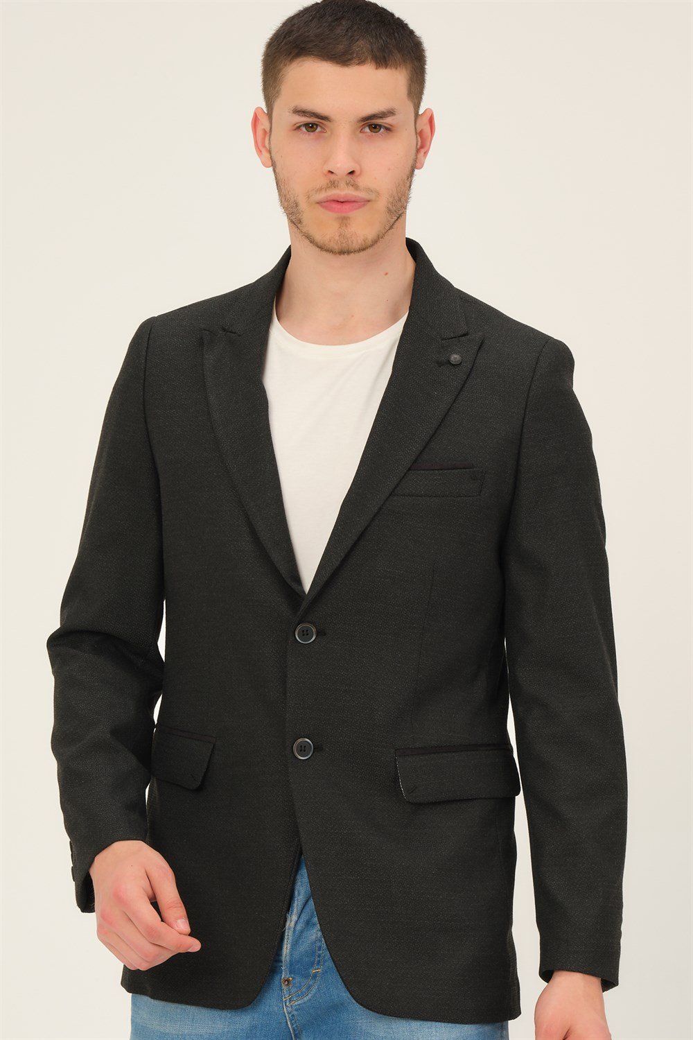 C9058 DEWBERRY ERKEK CEKET-DESENLİ SİYAH