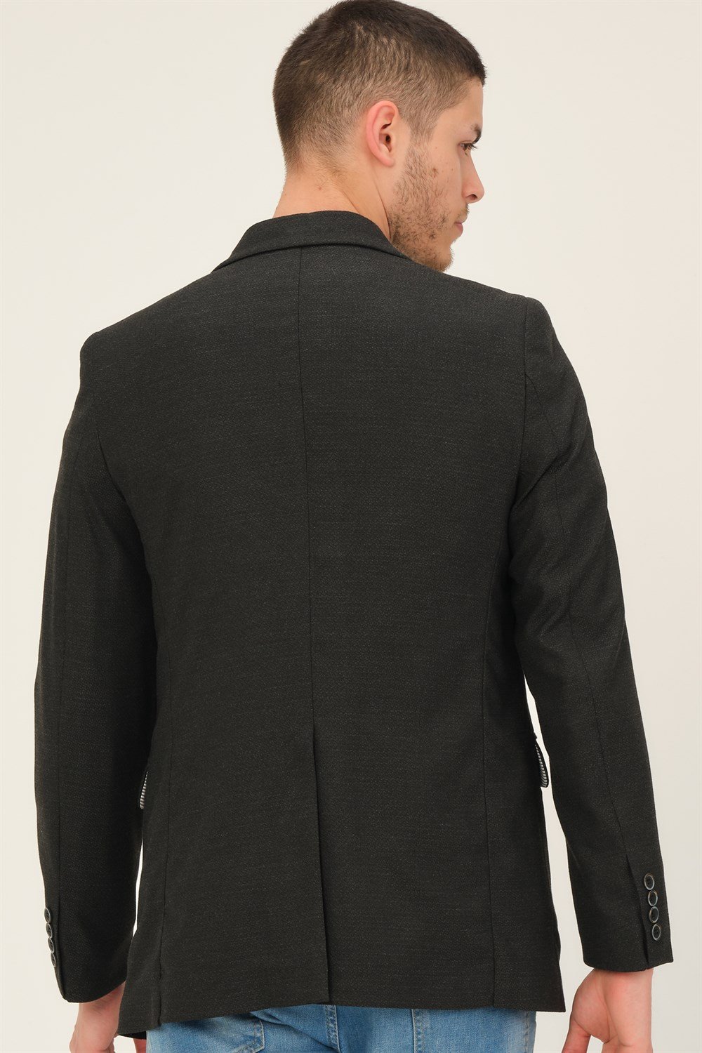 C9058 DEWBERRY ERKEK CEKET-DESENLİ SİYAH