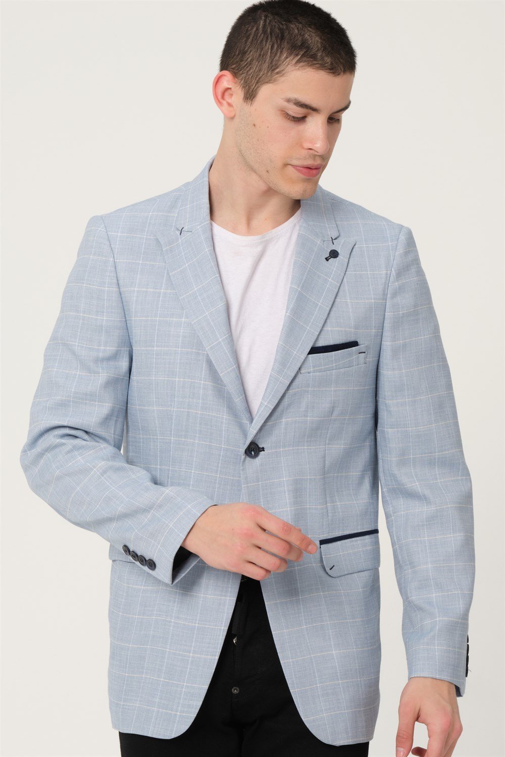 C9058 DEWBERRY ERKEK CEKET-MAVİ