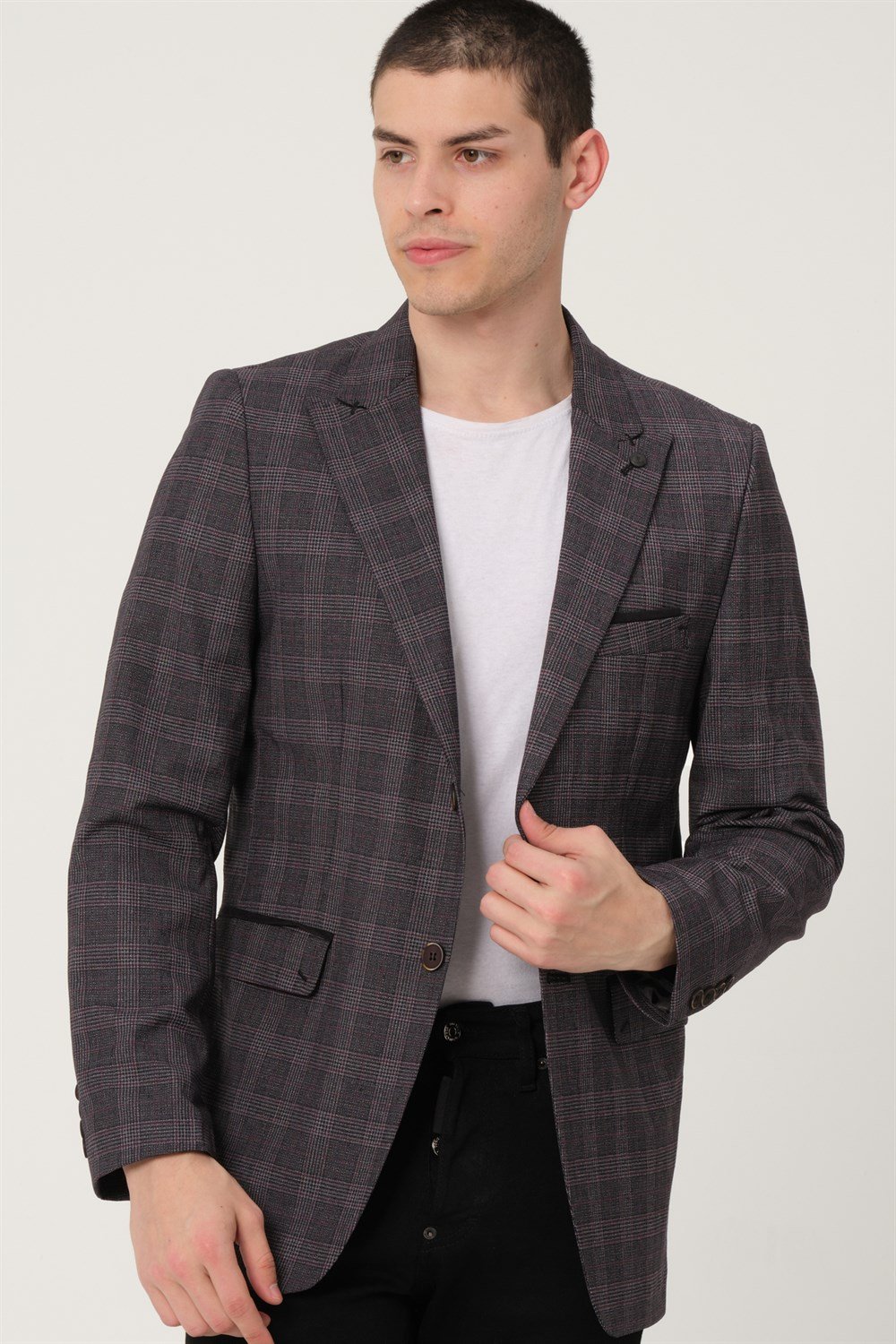 C9058 DEWBERRY ERKEK CEKET-SİYAH-BORDO