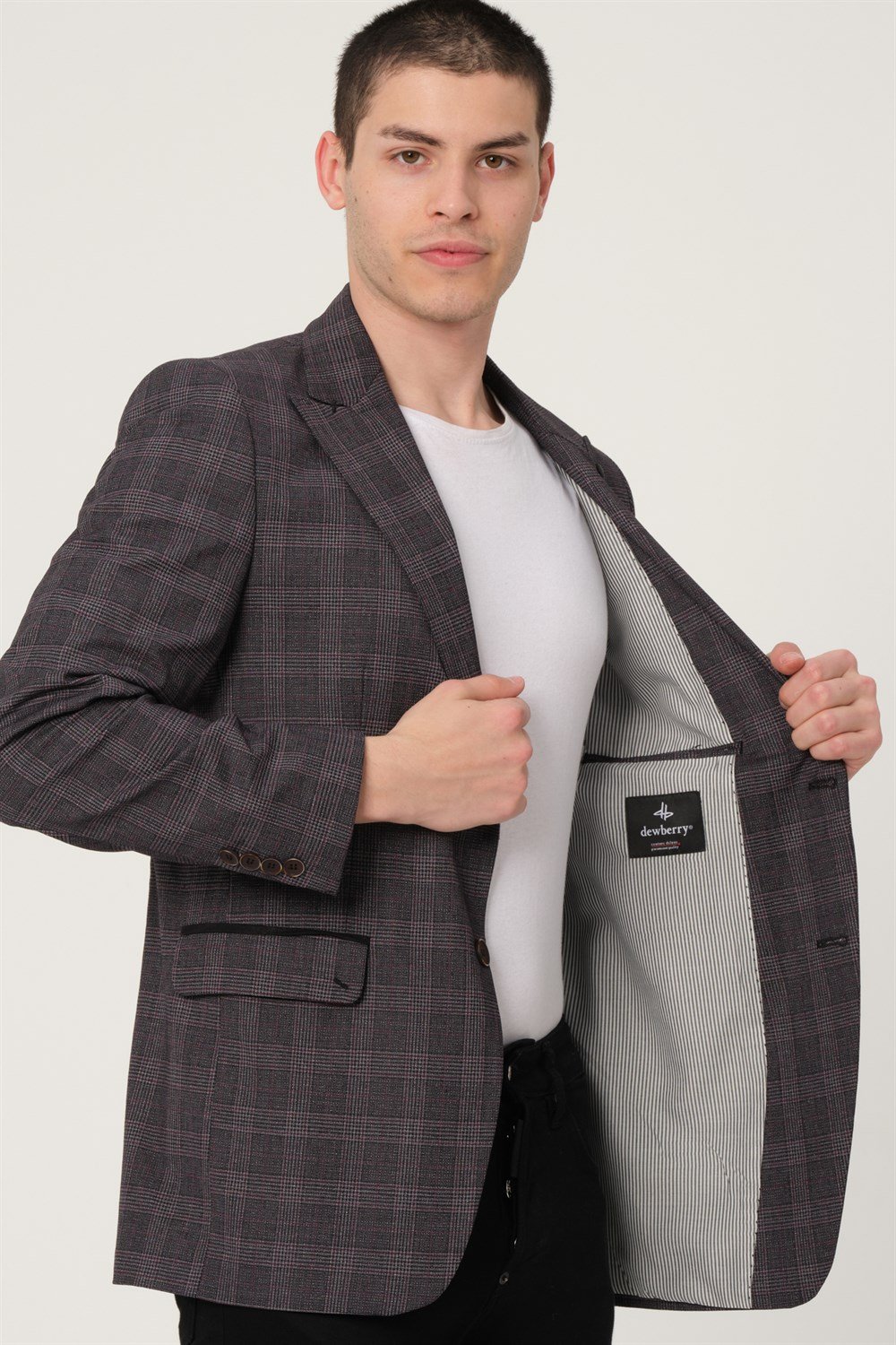 C9058 DEWBERRY ERKEK CEKET-SİYAH-BORDO