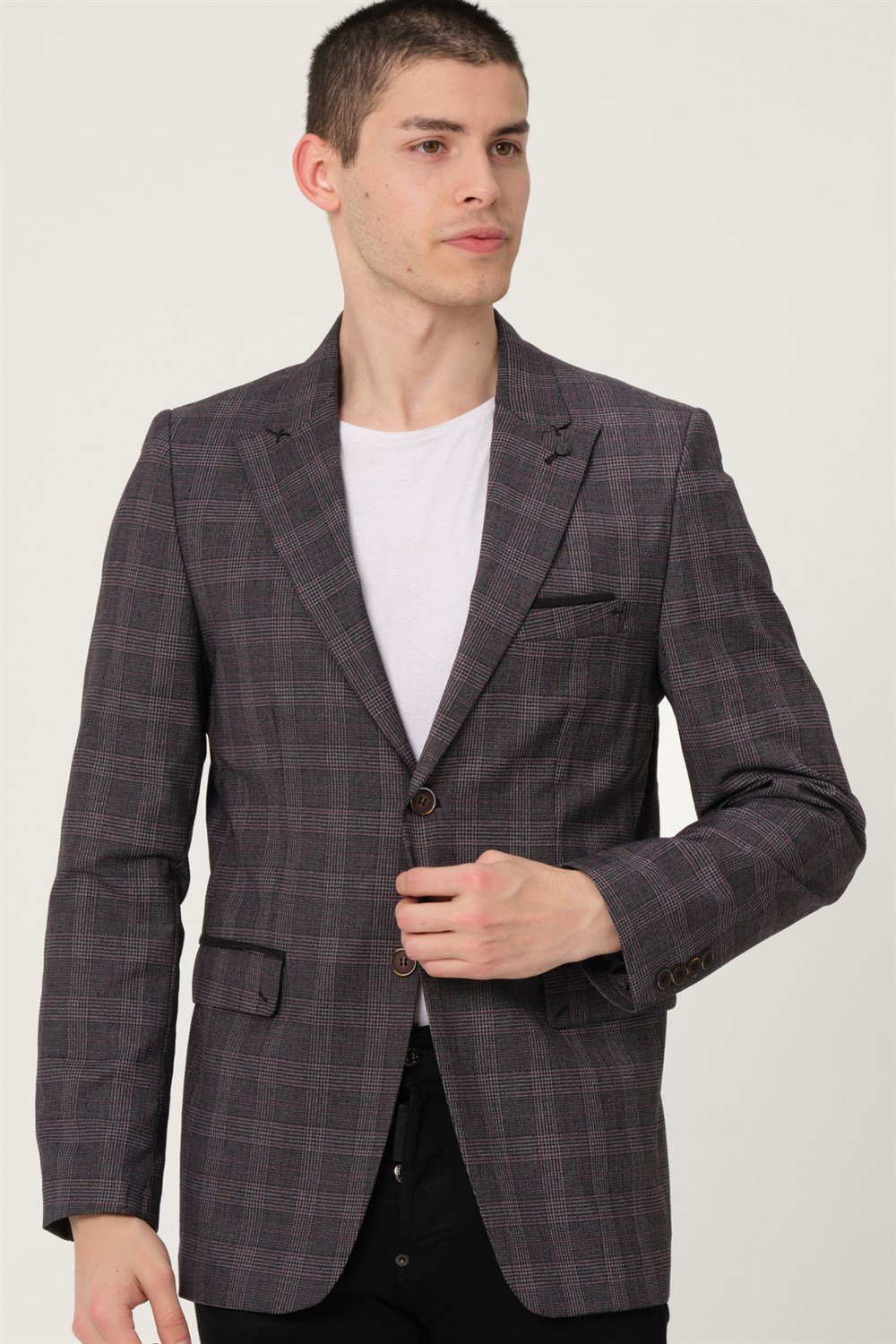 C9058 DEWBERRY ERKEK CEKET-SİYAH-BORDO