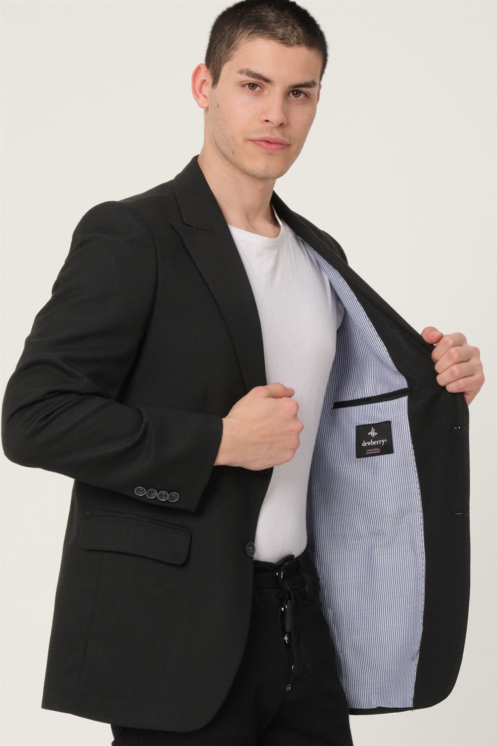 C9058 DEWBERRY ERKEK CEKET-SİYAH