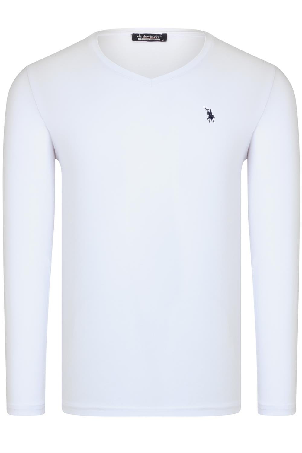 DÖRTLÜ SET T8587 DEWBERRY V YAKA ERKEK SWEATSHIRT-SİYAH-LACİVERT-BEYAZ-BORDO