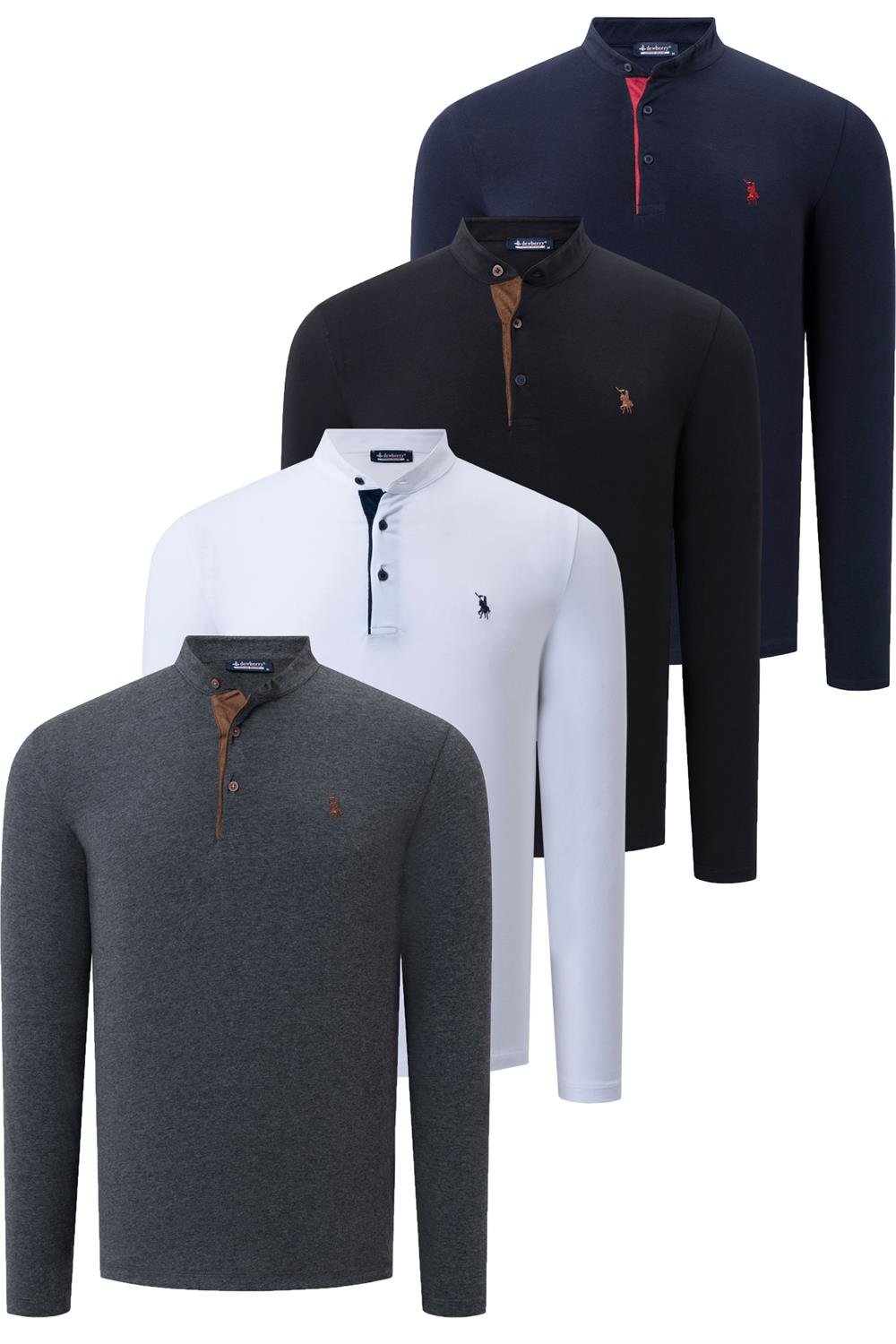 DÖRTLÜ SET V4009 DEWBERRY ERKEK SWEATSHIRT-SİYAH-ANTRASİT-LACİVERT-BEYAZ