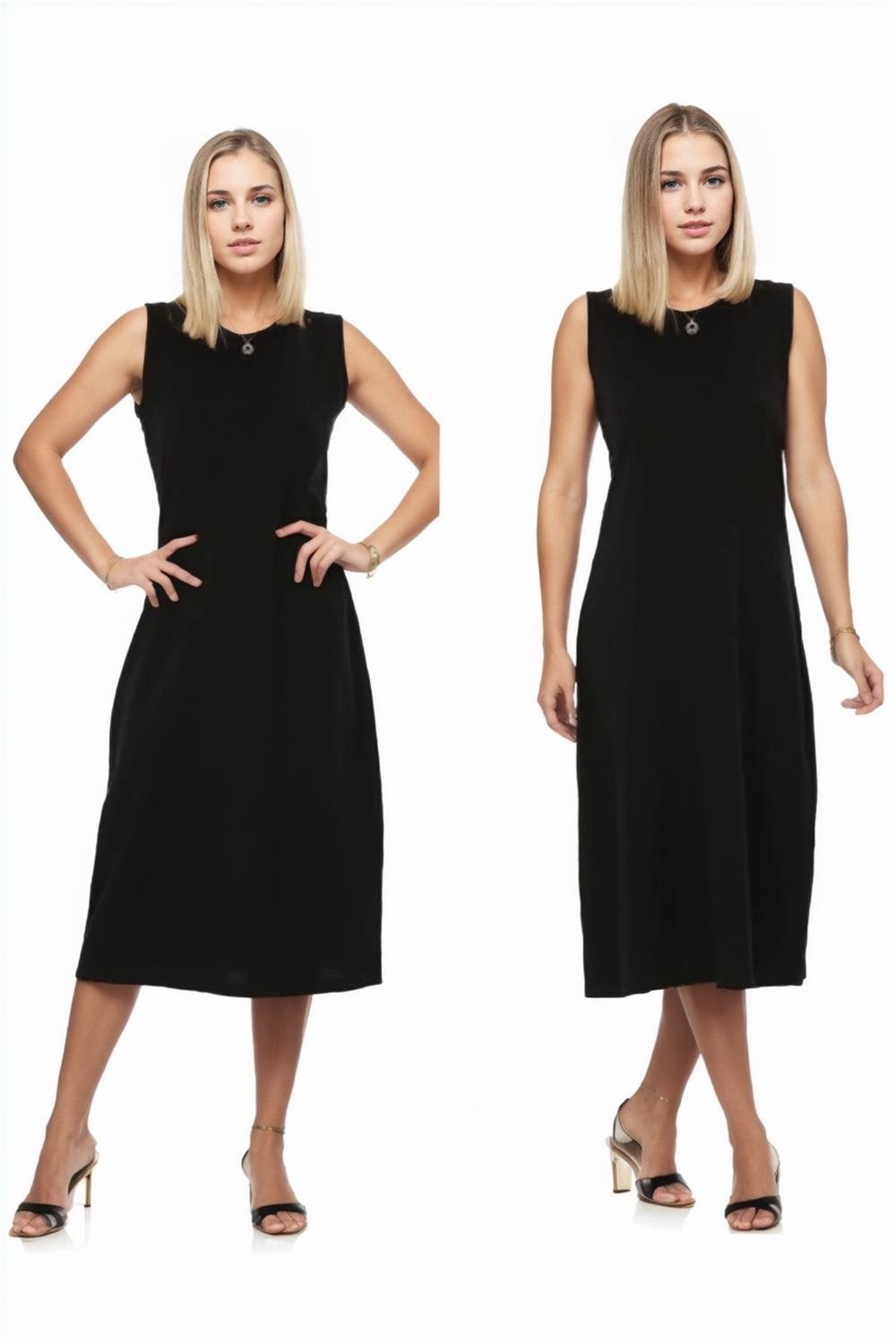 E2145 Dewberry Set of Two Women Dresses-SİYAH-SİYAH