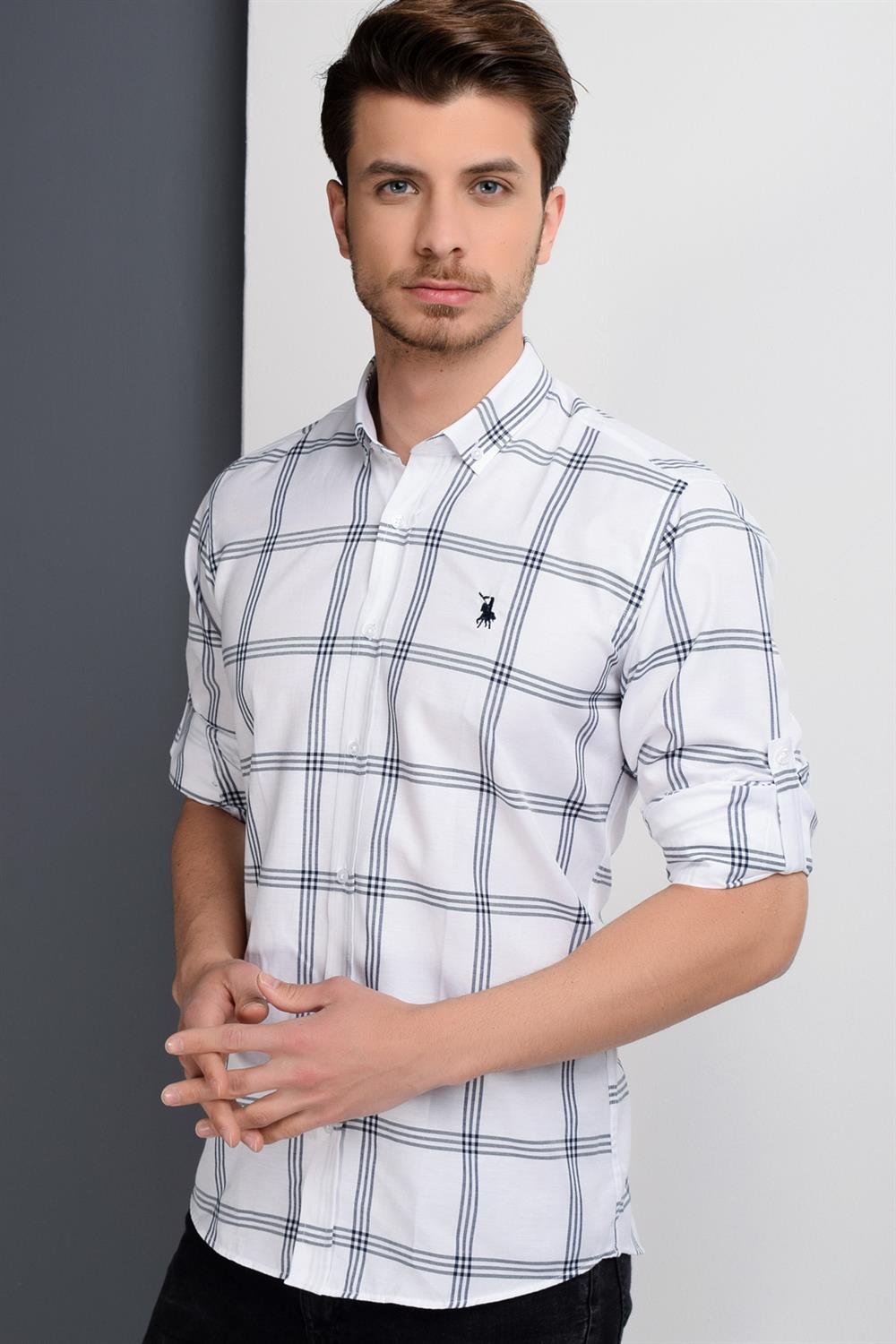 G656 DEWBERRY ERKEK GÖMLEK-DÜZ BEYAZ