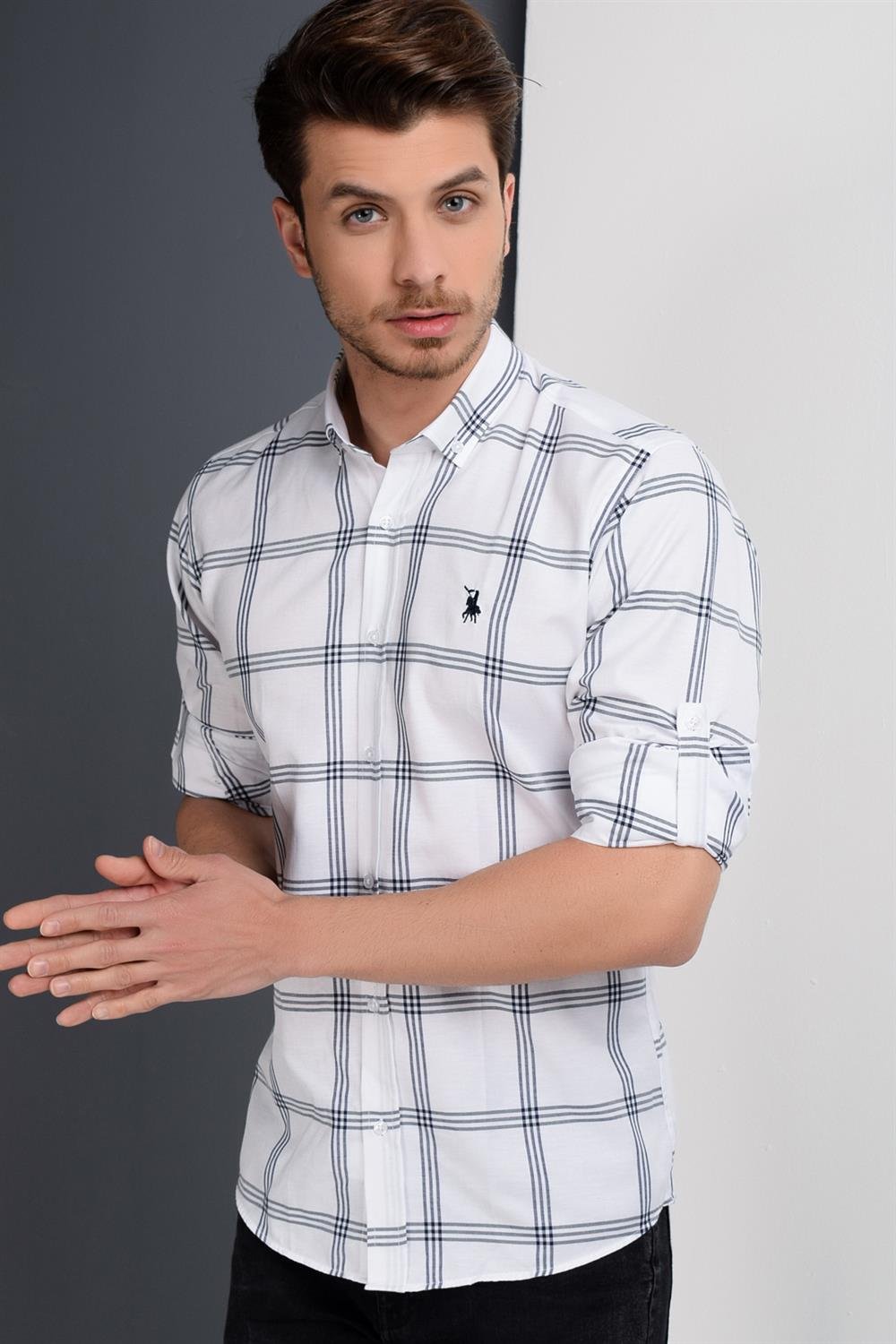 G656 DEWBERRY ERKEK GÖMLEK-DÜZ BEYAZ