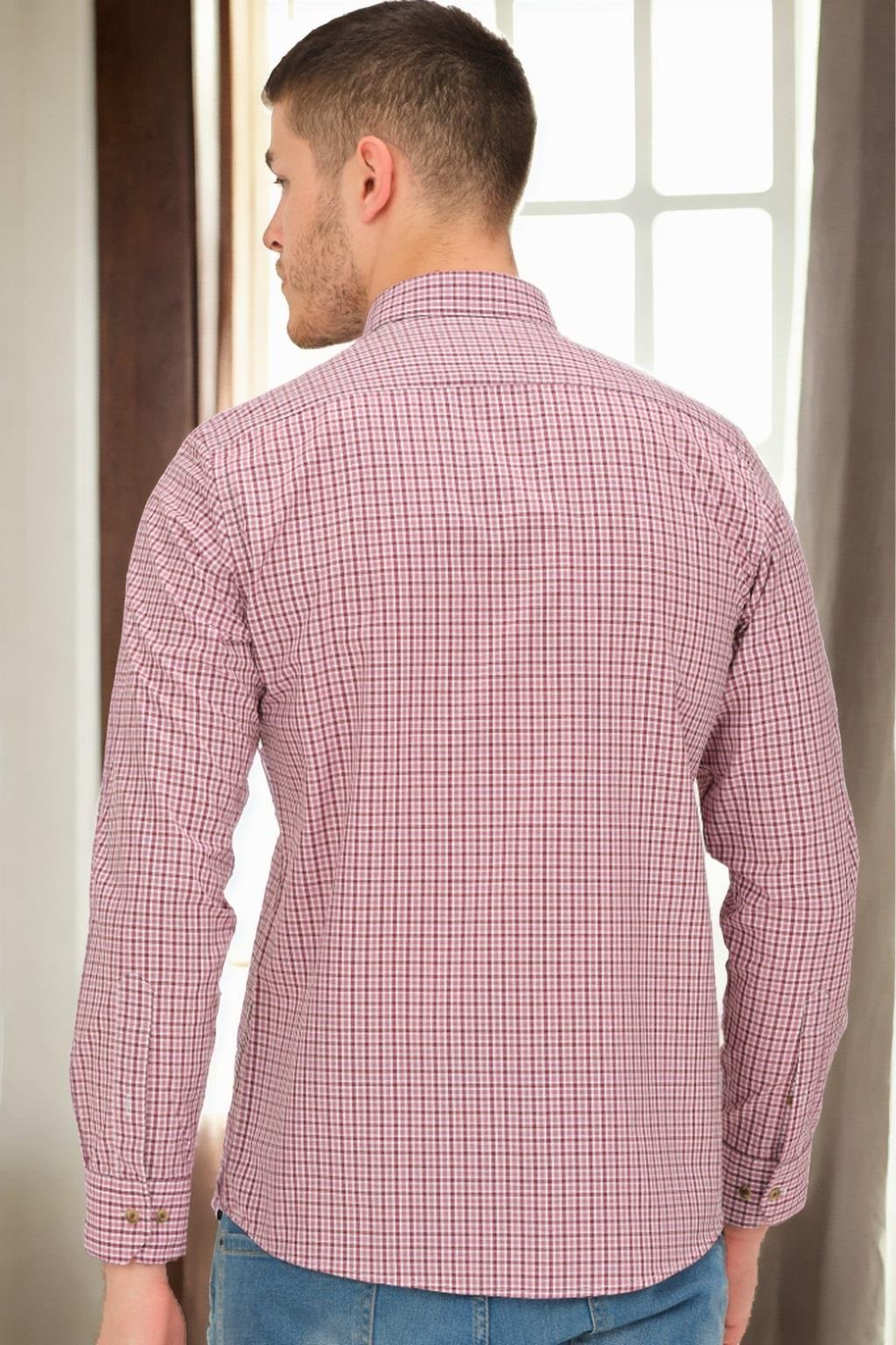 G874 DEWBERRY ERKEK GÖMLEK-BORDO