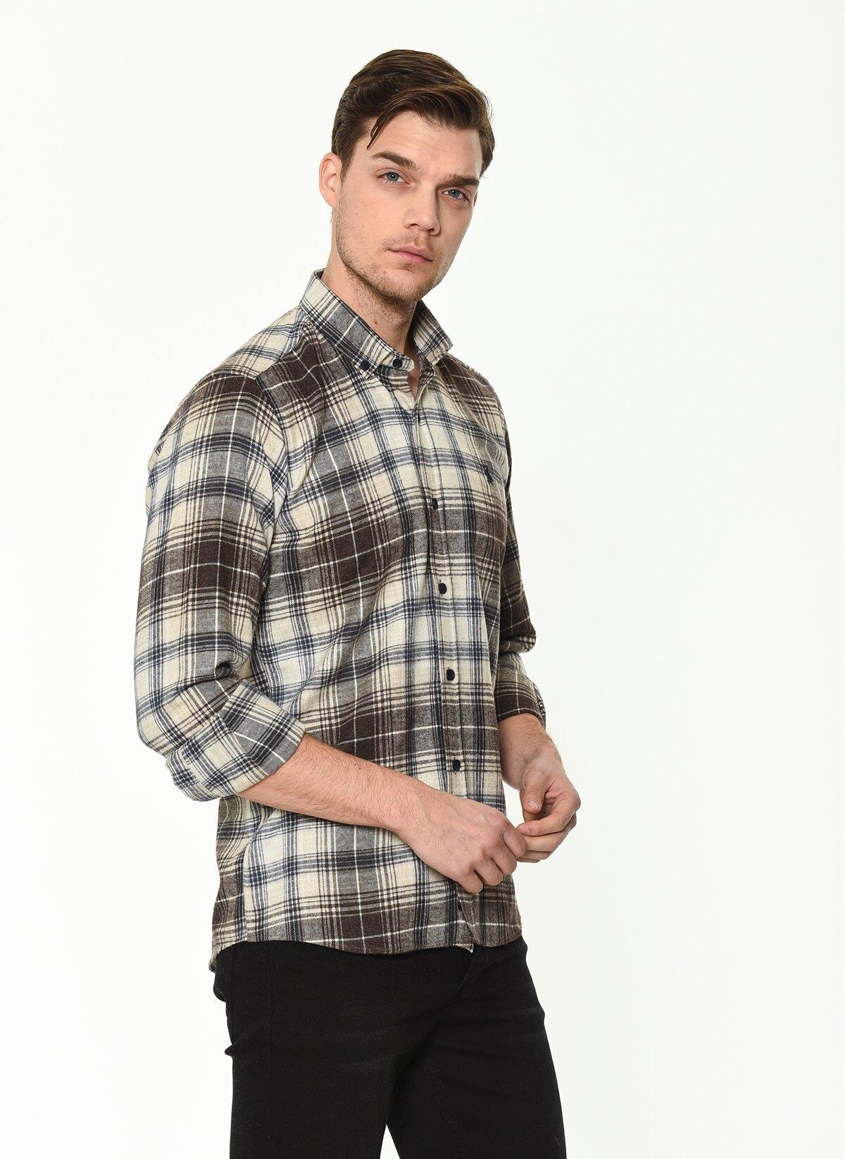 G902 DEWBERRY ERKEK GÖMLEK-KAHVE