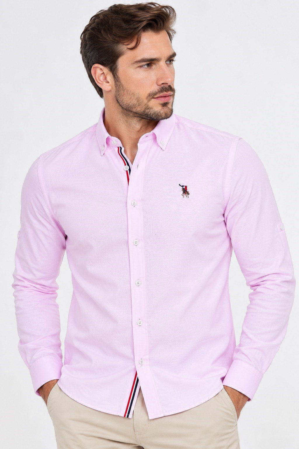 G974 DEWBERRY ERKEK GÖMLEK-AÇIK PEMBE-1