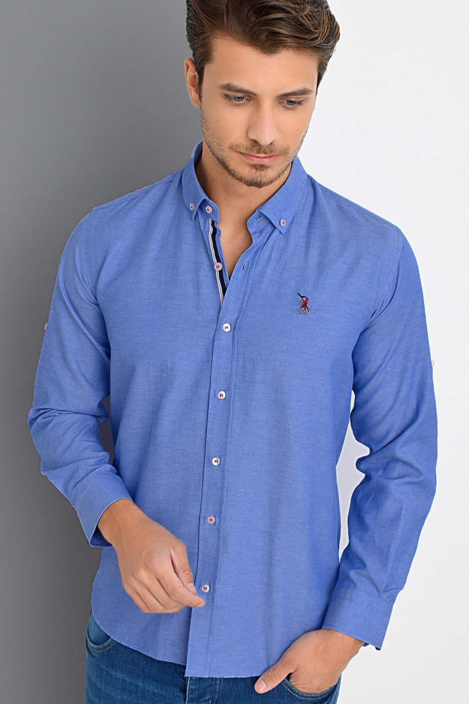 İKİLİ SET G674 DEWBERRY ERKEK GÖMLEK-SAKS-CAMEL
