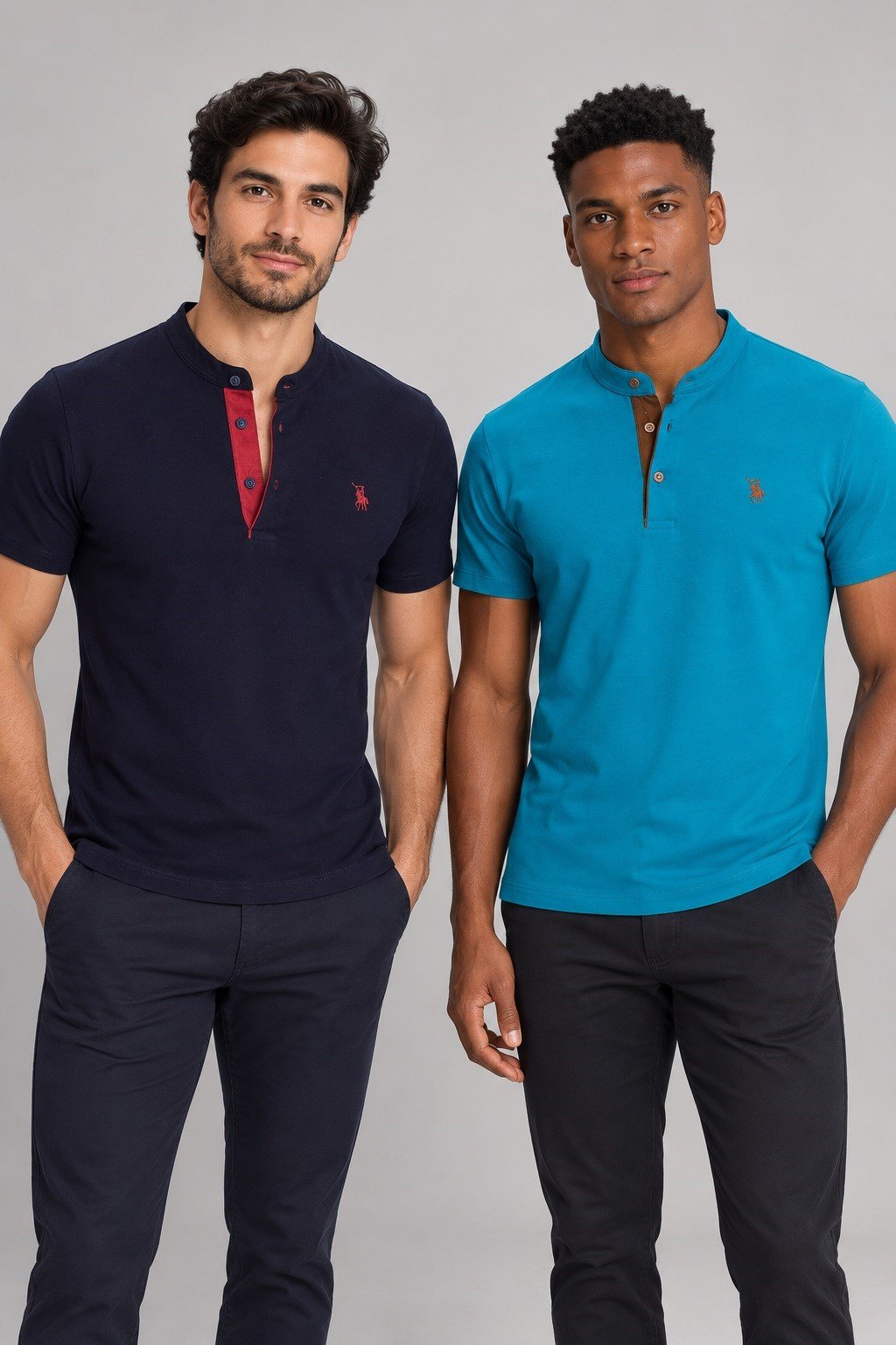 İKİLİ SET T8560 DEWBERRY ERKEK T-SHIRT-KOYU TURKUAZ-LACİVERT-2