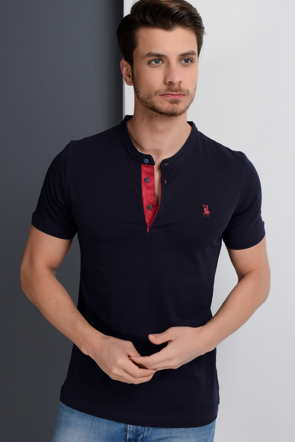 İKİLİ SET T8560 DEWBERRY ERKEK T-SHIRT-KOYU TURKUAZ-LACİVERT-2