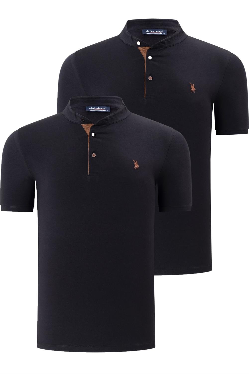 İKİLİ SET T8560 DEWBERRY ERKEK T-SHIRT-SİYAH-SİYAH