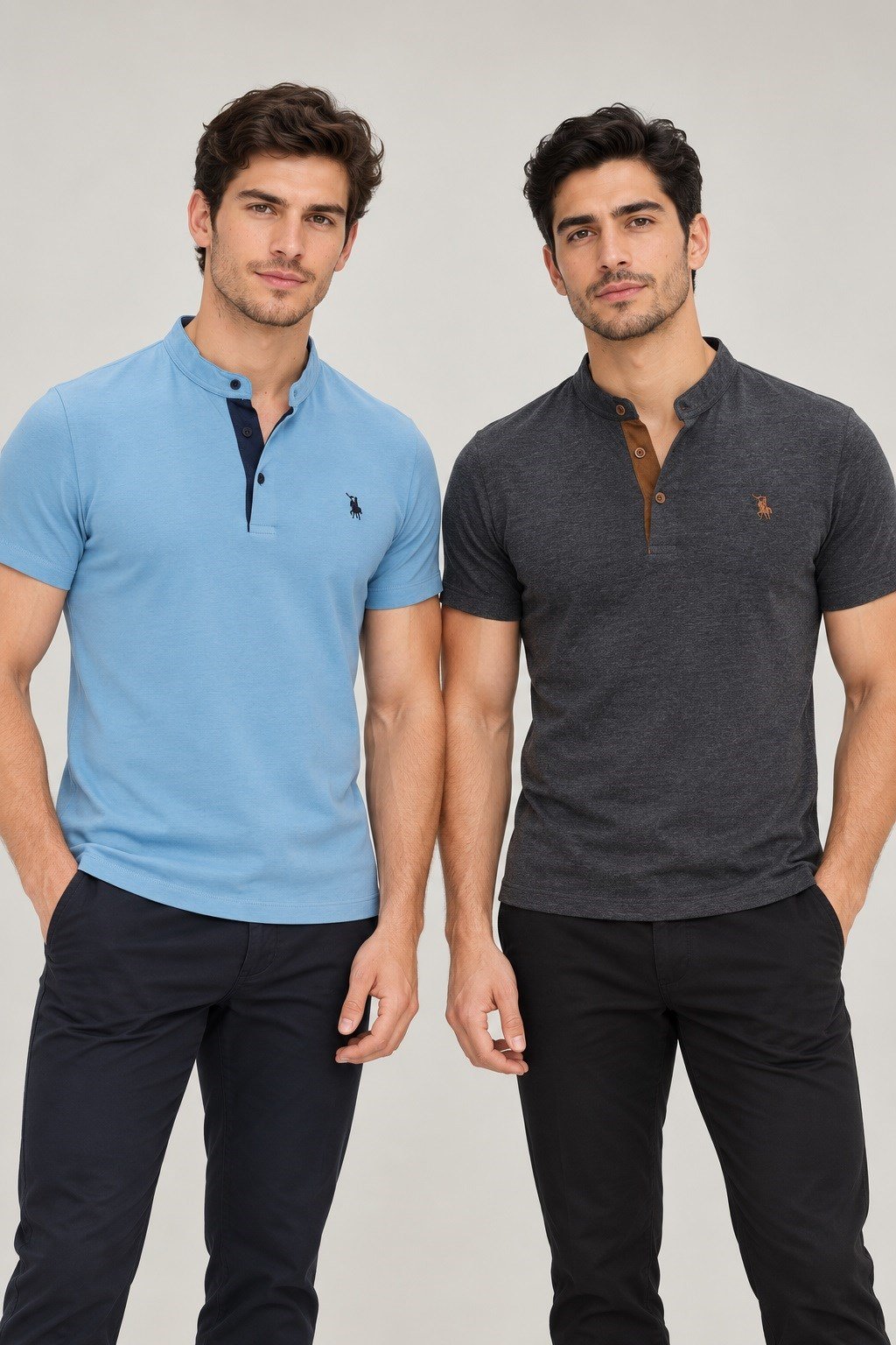 İKİLİ SET T8560 DEWBERRY ERKEK T-SHIRT-ANTRASİT-İNDİGO