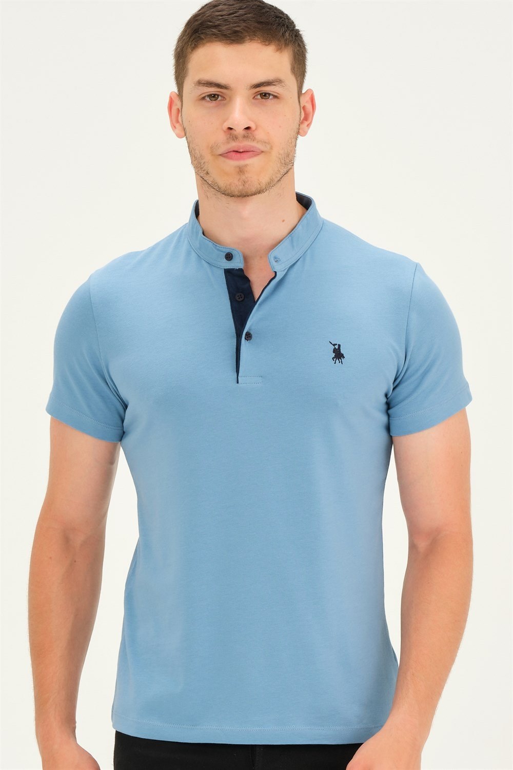 İKİLİ SET T8560 DEWBERRY ERKEK T-SHIRT-KAHVE-AÇIK MAVİ