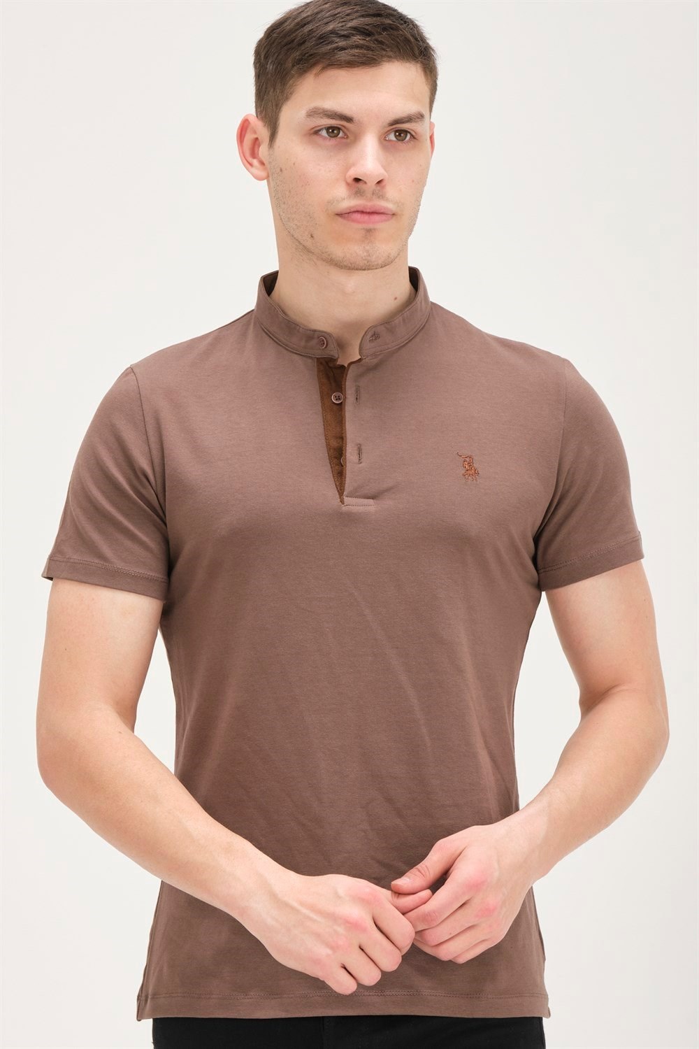 İKİLİ SET T8560 DEWBERRY ERKEK T-SHIRT-KAHVE-AÇIK MAVİ