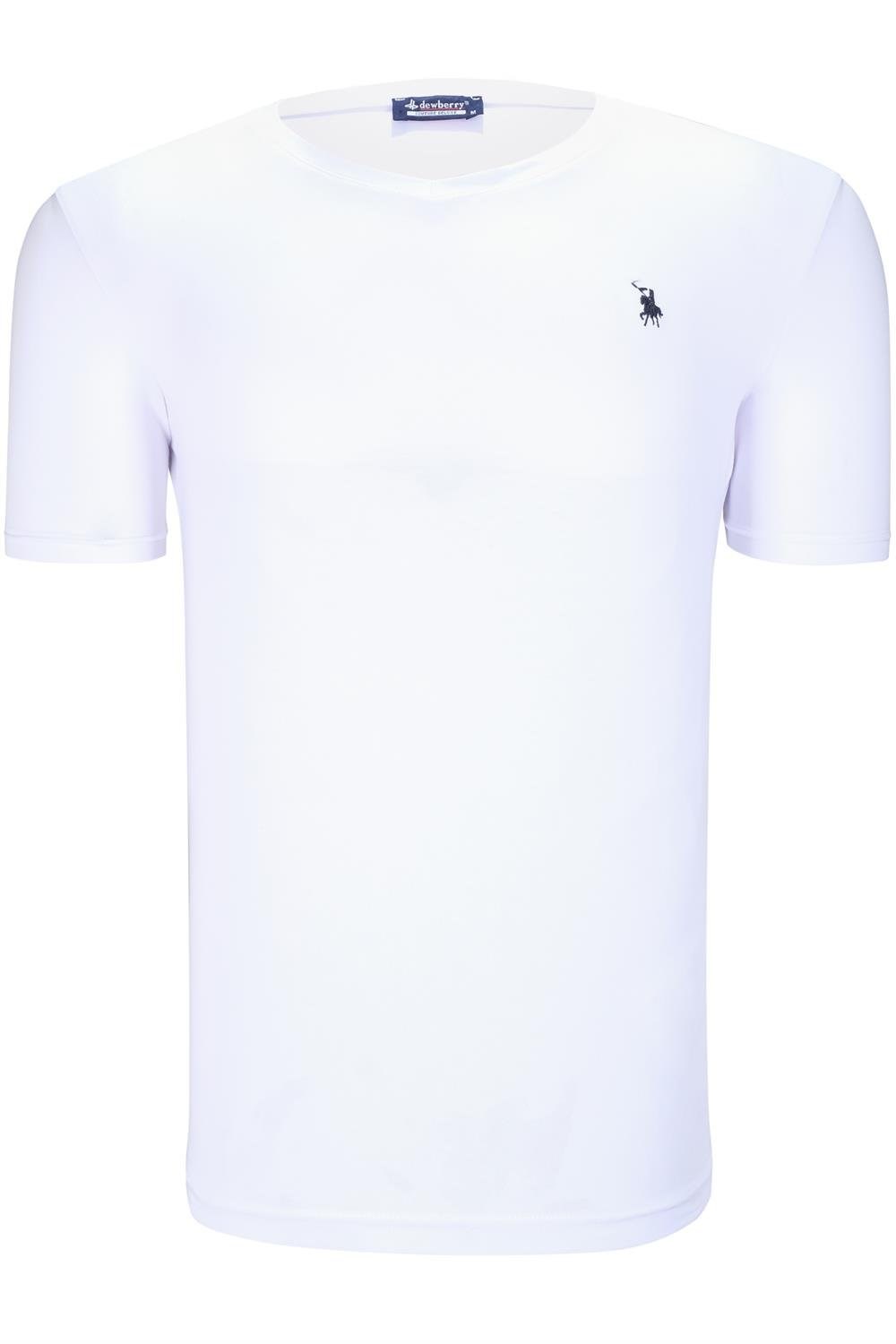 İKİLİ SET T8568 DEWBERRY V YAKA ERKEK T-SHIRT-SİYAH-BEYAZ-2