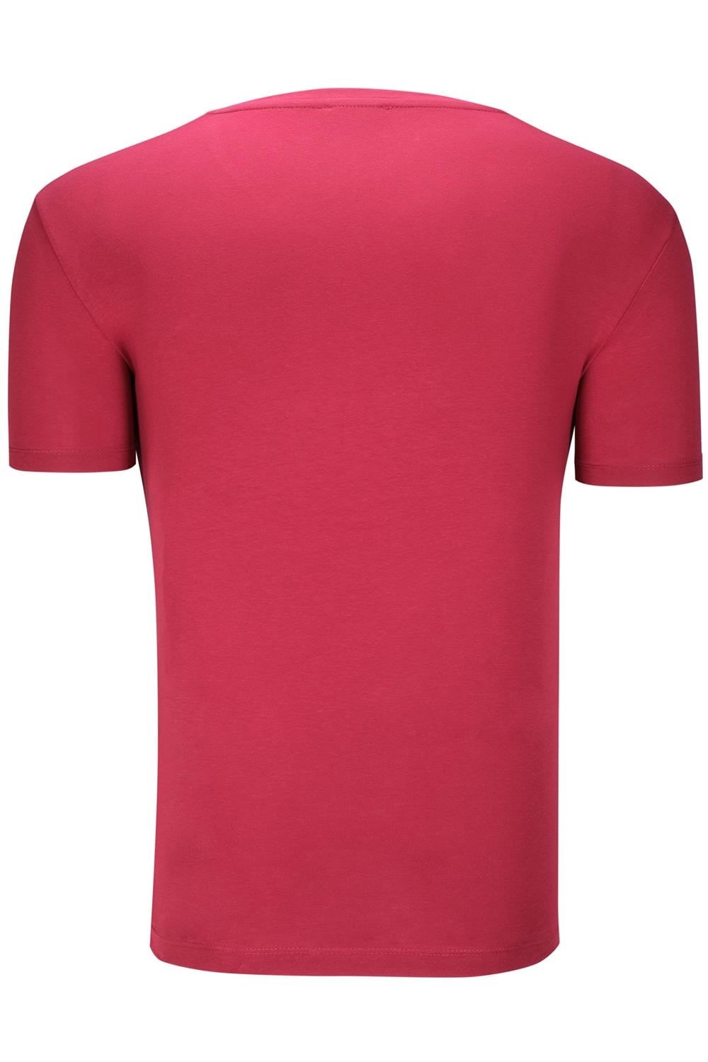 İKİLİ SET T8568 DEWBERRY V YAKA ERKEK T-SHIRT-BORDO-SİYAH
