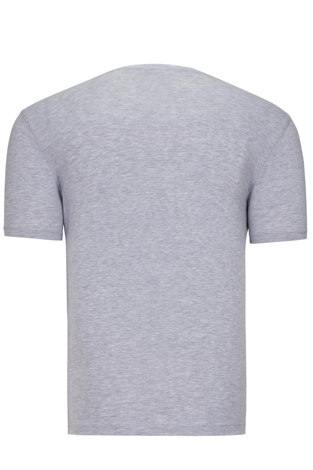 İKİLİ SET T8568 DEWBERRY V YAKA ERKEK T-SHIRT-GRİ - LACİVERT