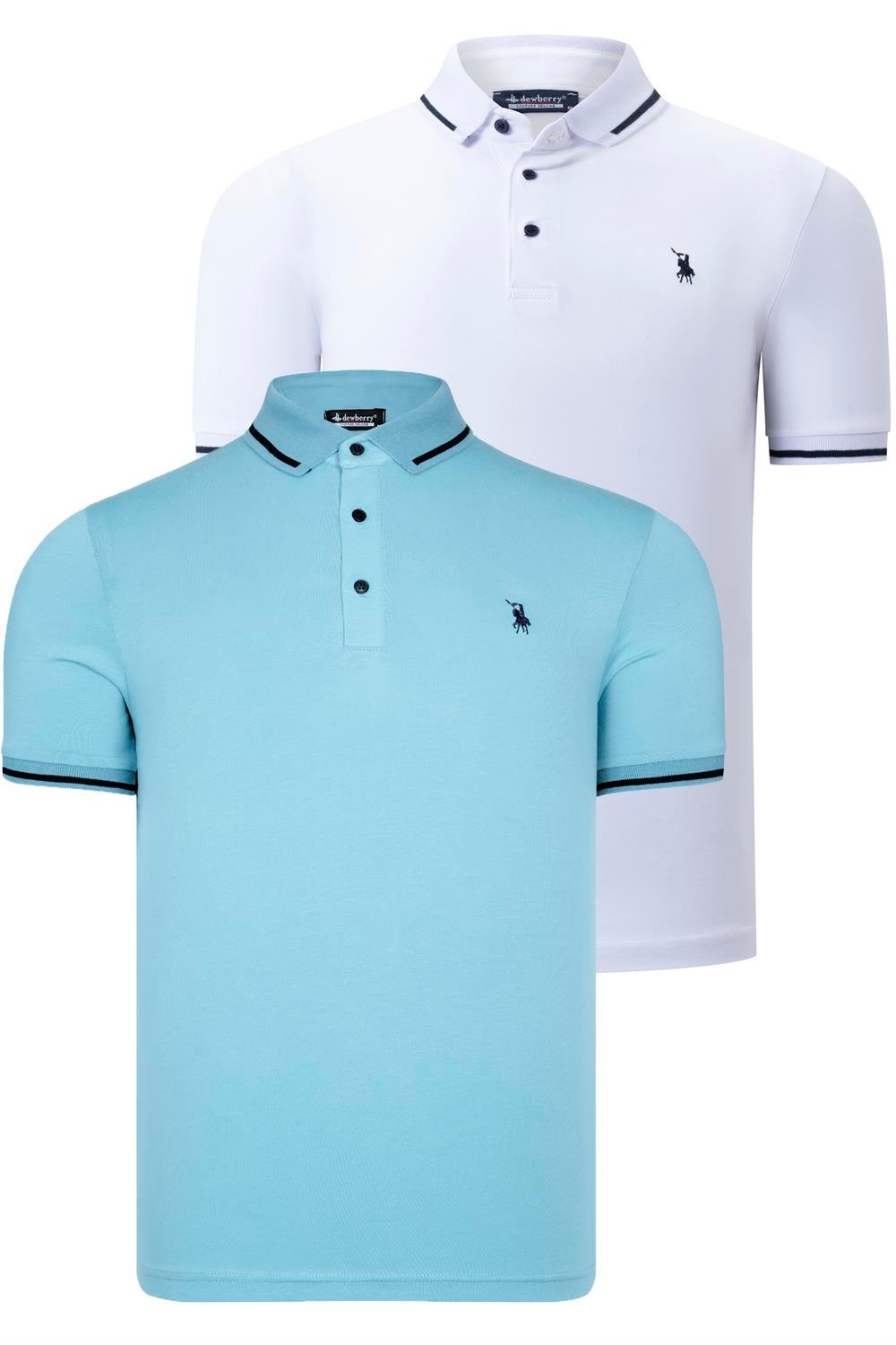İKİLİ SET T8586 DEWBERRY ERKEK T-SHIRT-BEYAZ-CAMGÖBEĞİ