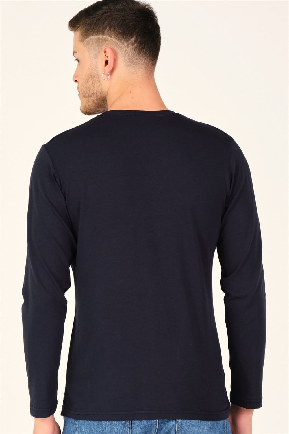 İKİLİ SET T8587 DEWBERRY V YAKA ERKEK SWEATSHIRT-BORDO-LACİVERT