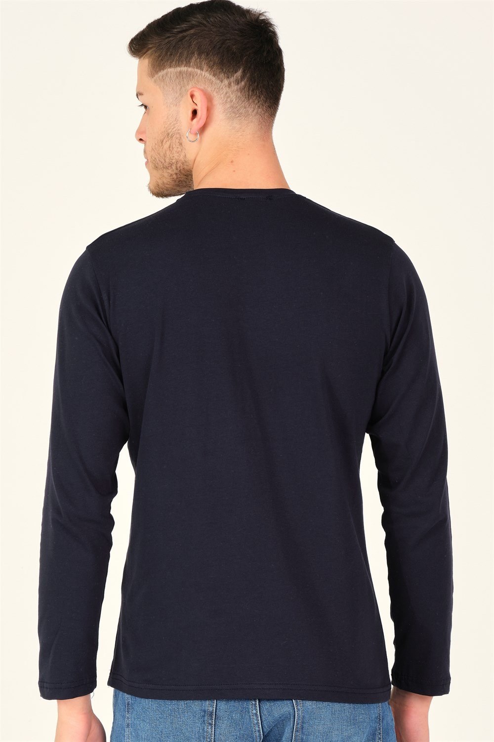 İKİLİ SET T8588 DEWBERRY YUVARLAK YAKA ERKEK SWEATSHIRT-LACİVERT - SİYAH