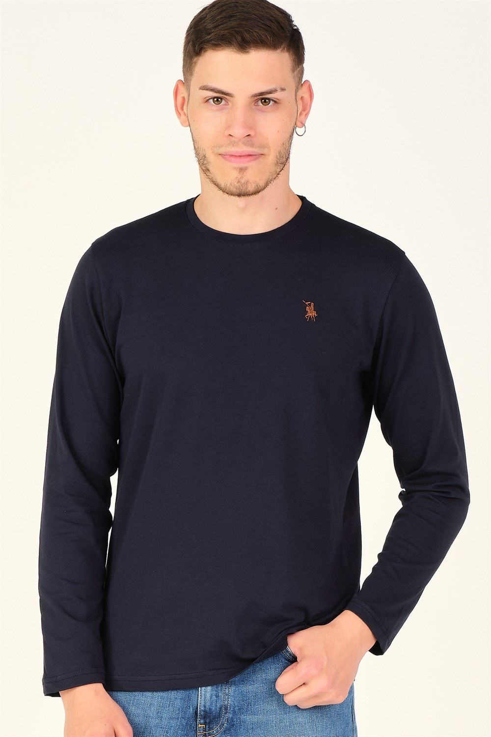 İKİLİ SET T8588 DEWBERRY YUVARLAK YAKA ERKEK SWEATSHIRT-LACİVERT - SİYAH