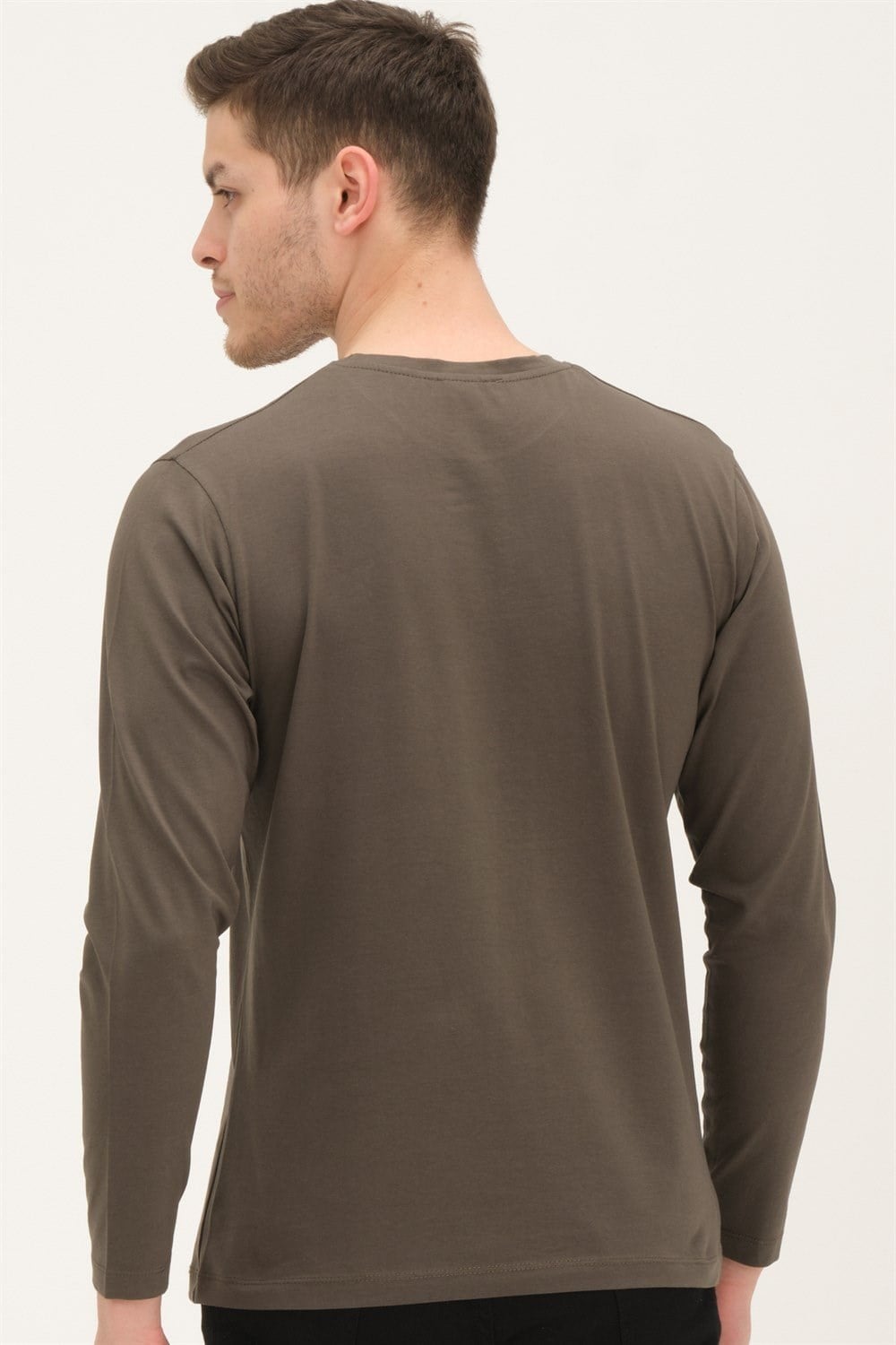 İKİLİ SET T8588 DEWBERRY YUVARLAK YAKA ERKEK SWEATSHIRT-SİYAH-HAKİ