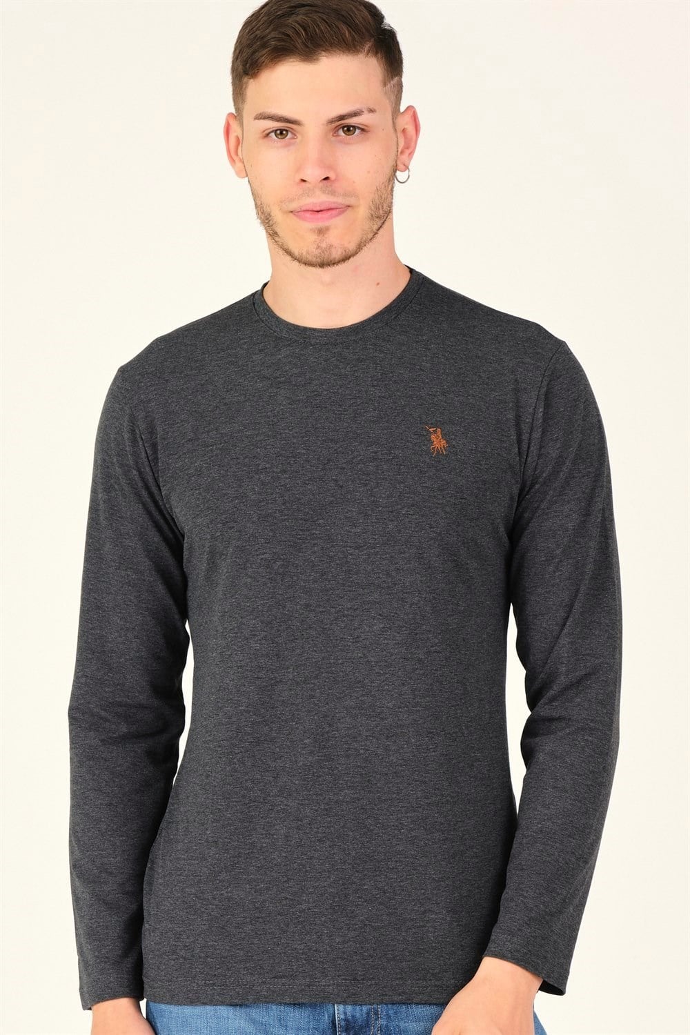 İKİLİ SET T8588 DEWBERRY YUVARLAK YAKA ERKEK SWEATSHIRT-SİYAH-ANTRASİT