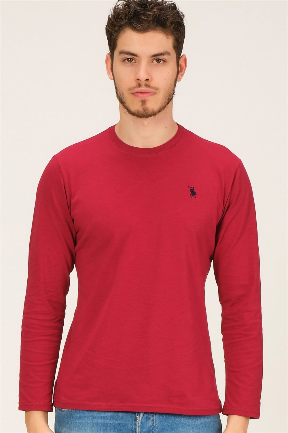 İKİLİ SET T8588 DEWBERRY YUVARLAK YAKA ERKEK SWEATSHIRT-LACİVERT- BORDO