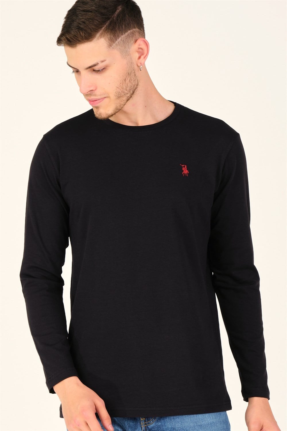 İKİLİ SET T8588 DEWBERRY YUVARLAK YAKA ERKEK SWEATSHIRT-SİYAH-BEYAZ