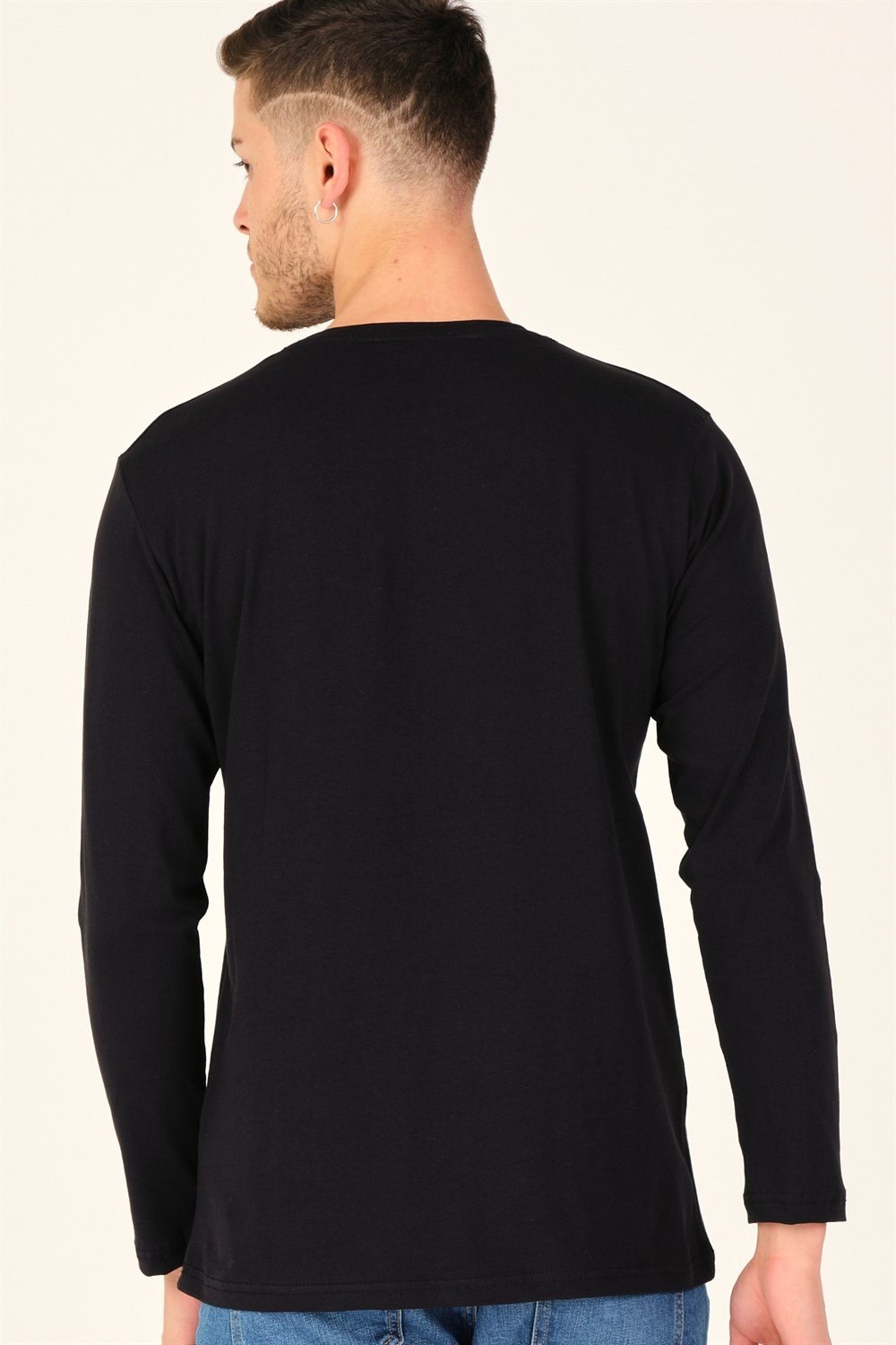 İKİLİ SET T8588 DEWBERRY YUVARLAK YAKA ERKEK SWEATSHIRT-SİYAH-BEYAZ