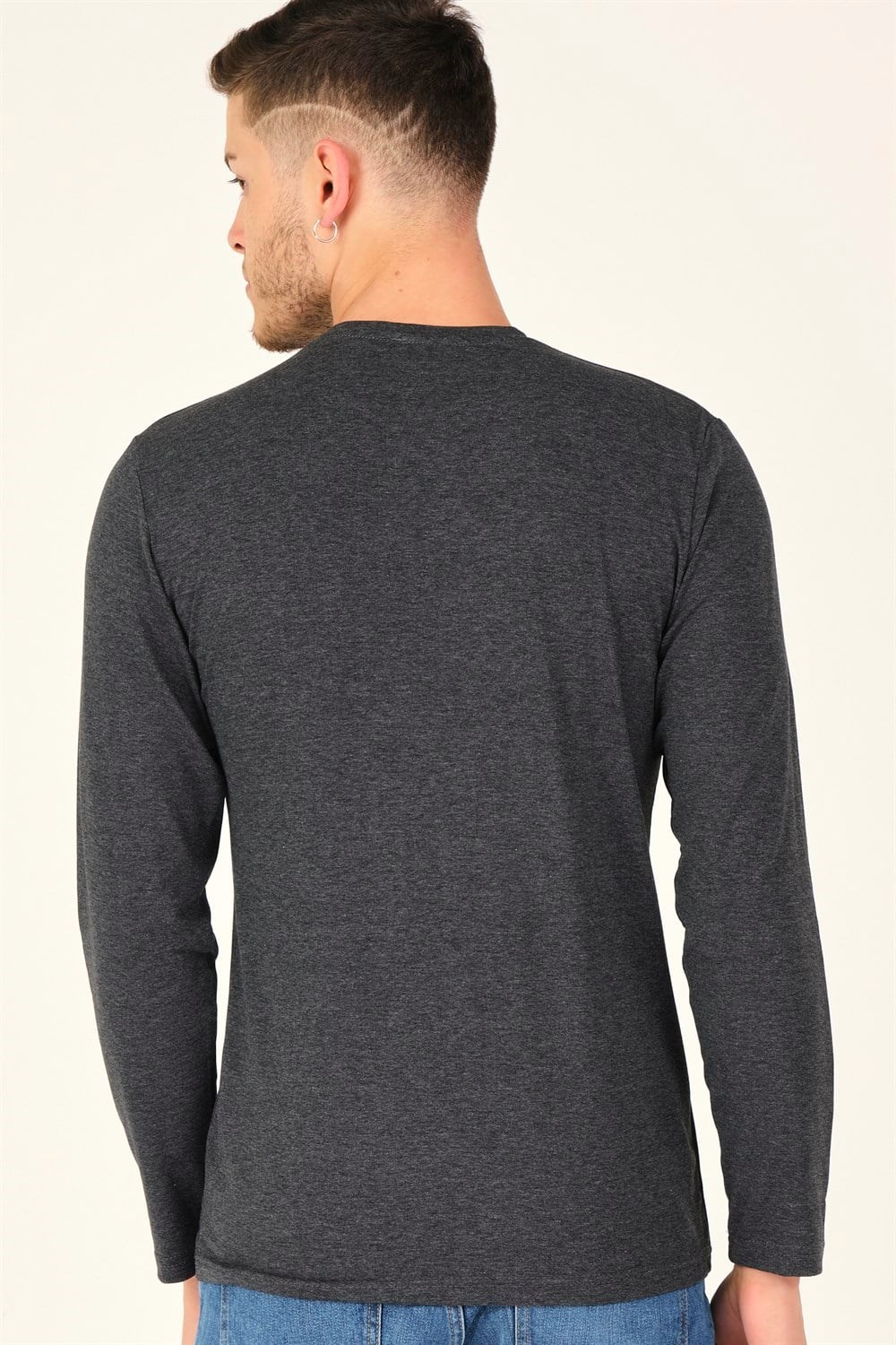 İKİLİ SET T8588 DEWBERRY YUVARLAK YAKA ERKEK SWEATSHIRT-SİYAH-ANTRASİT