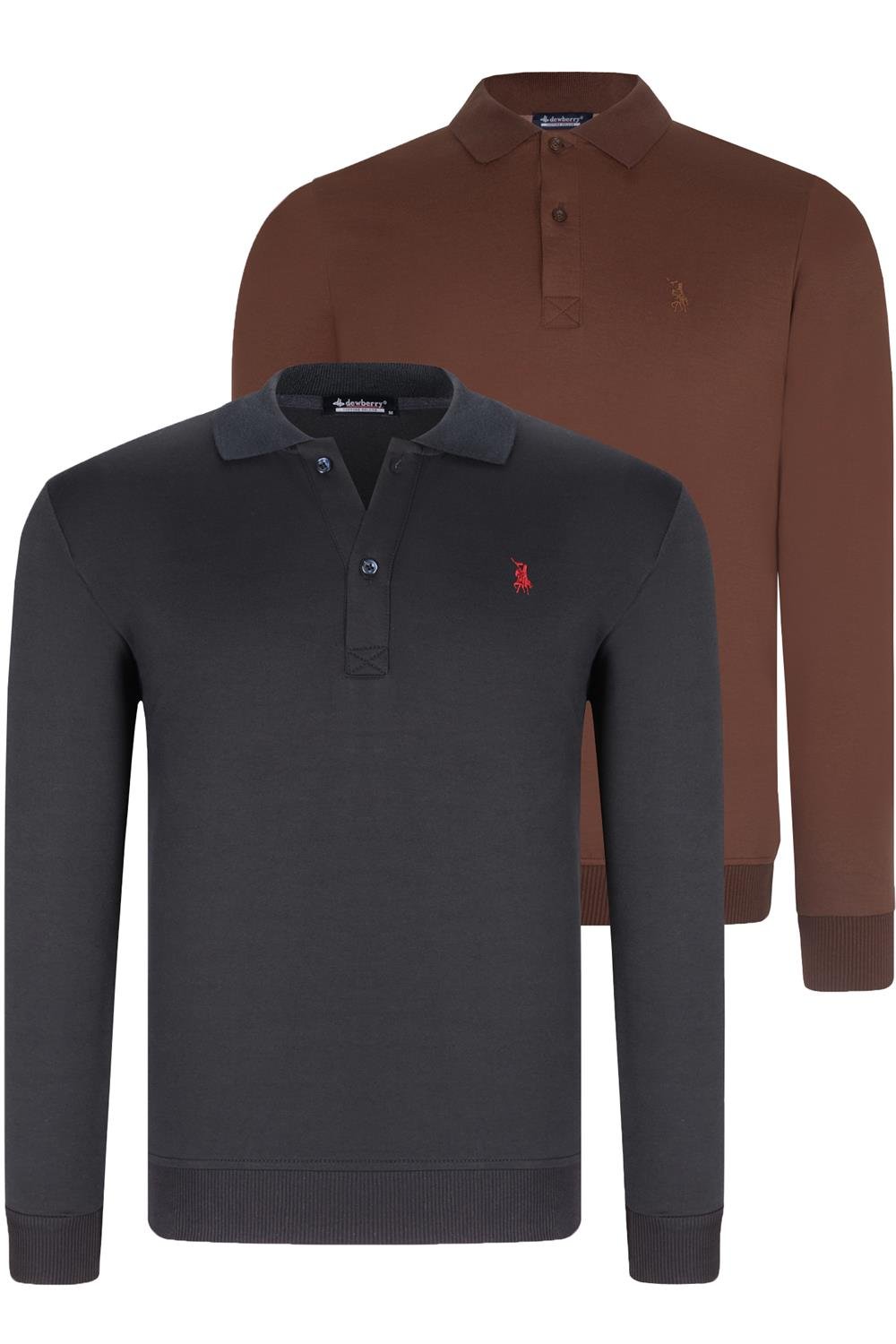 İKİLİ SET V4007 DEWBERRY ERKEK SWEATSHIRT-LACİVERT-KAHVE