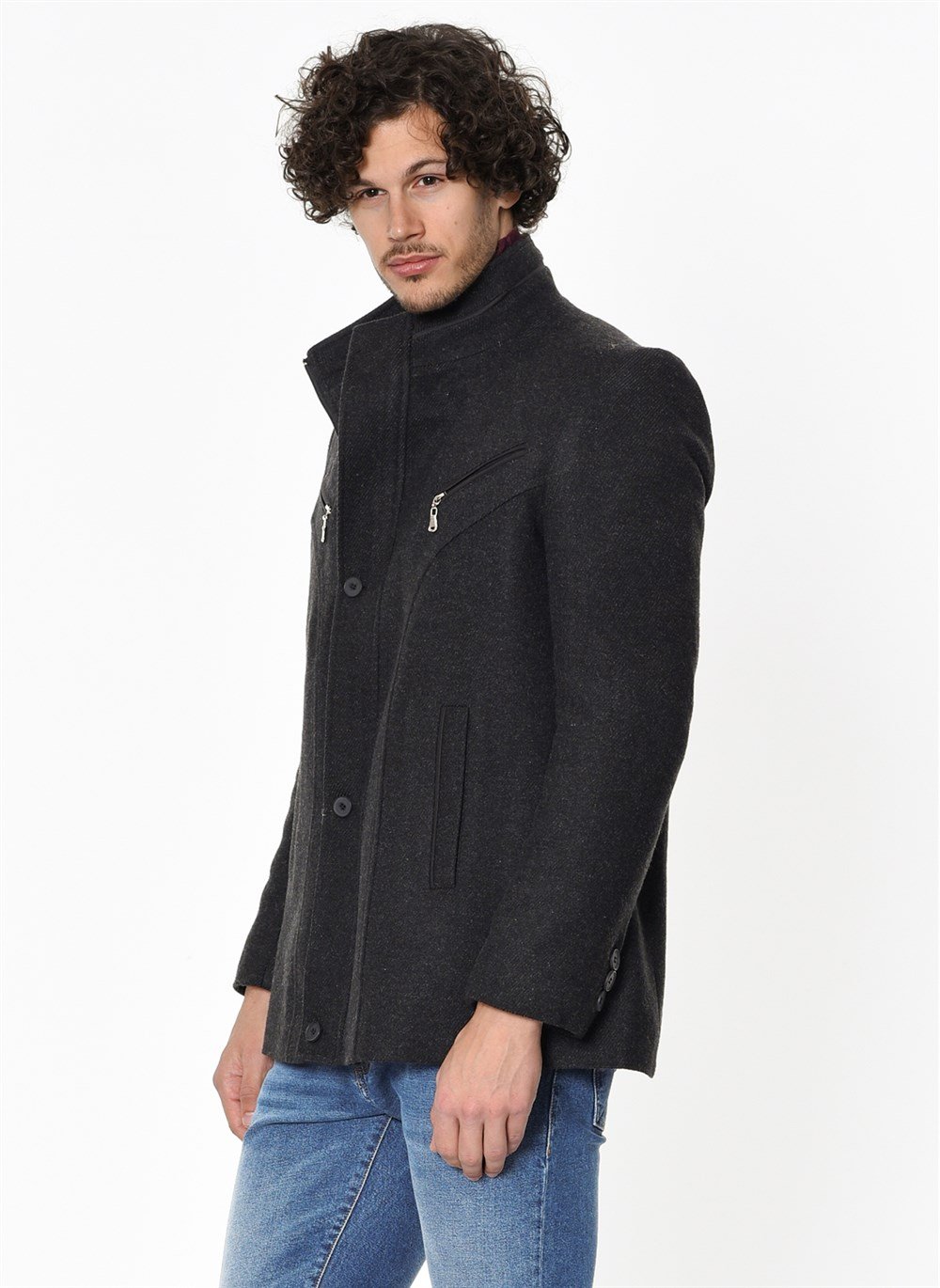 K7126 DEWBERRY ERKEK KABAN-DİAGONAL ANTRASIT