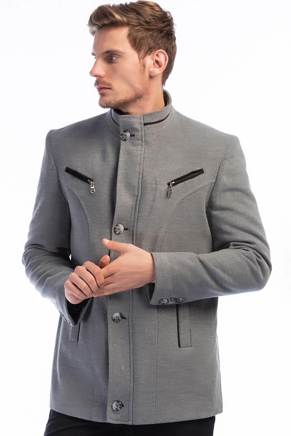 K7126 DEWBERRY ERKEK KABAN-GRİ-2