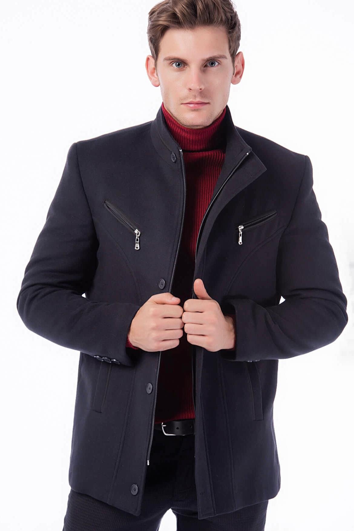 K7126 DEWBERRY ERKEK KABAN-LACİVERT-2